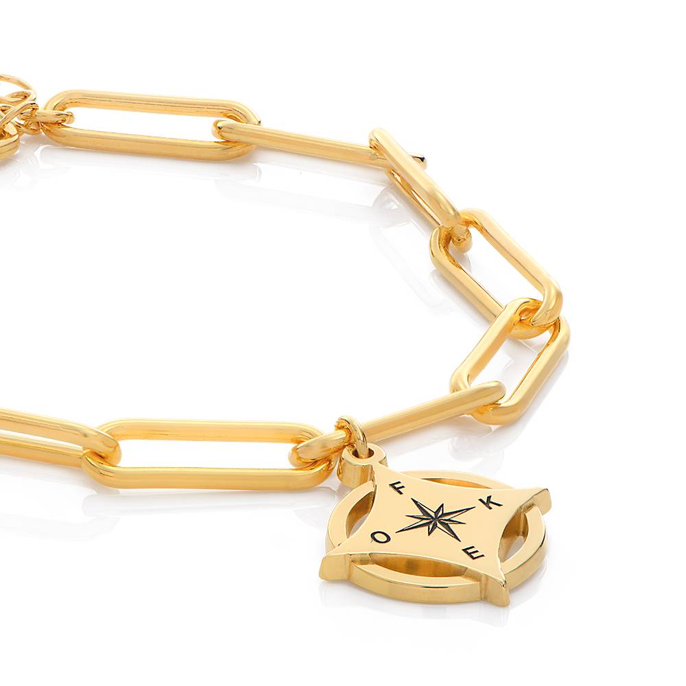 Kaia Initial Compass Bracelet in 18K Gold Vermeil