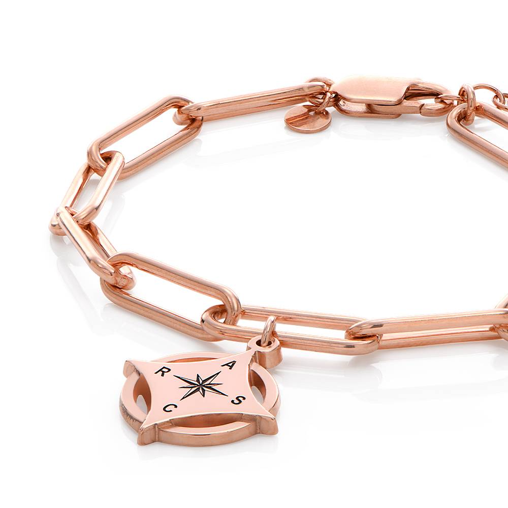 Kaia Initial Compass Bracelet in 18K Rose Gold Plating