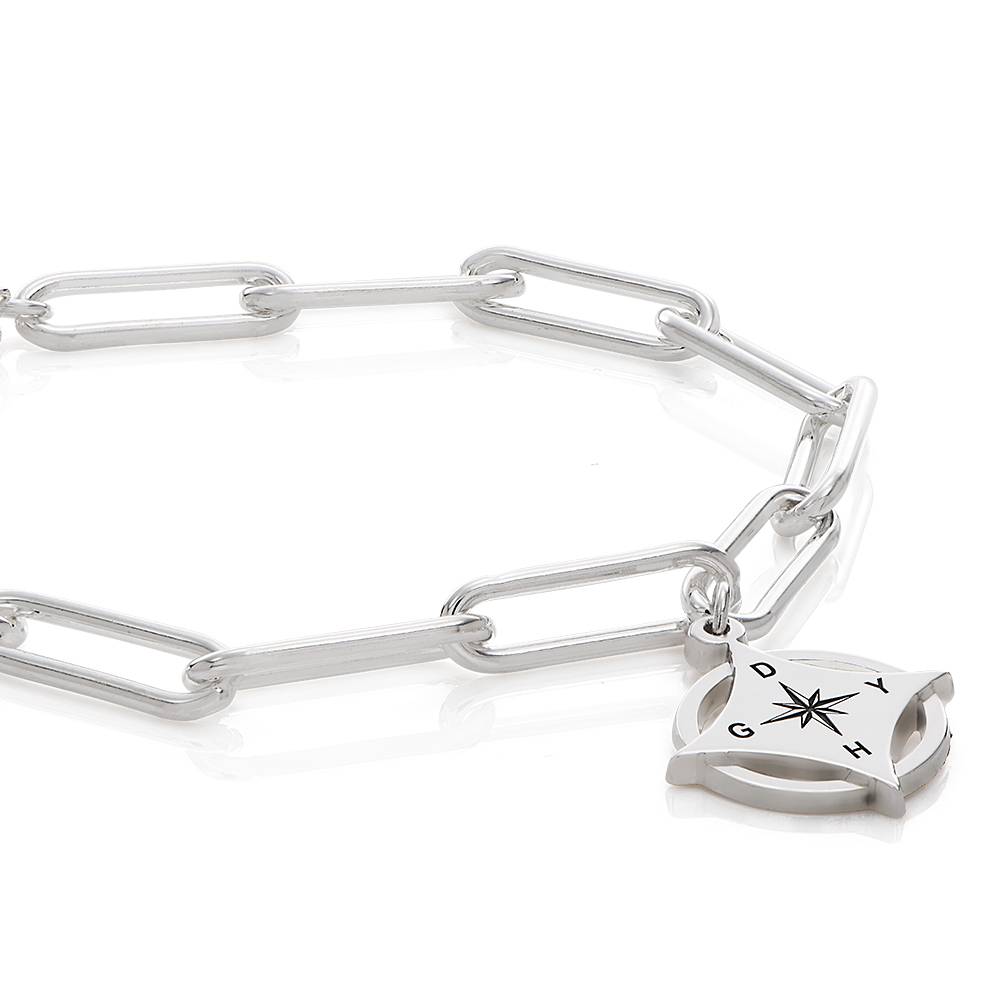 Kaia Initial Compass Bracelet in Sterling Silver