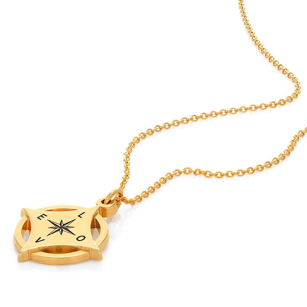 Kaia Initial Compass Necklace in 18K Gold Plating