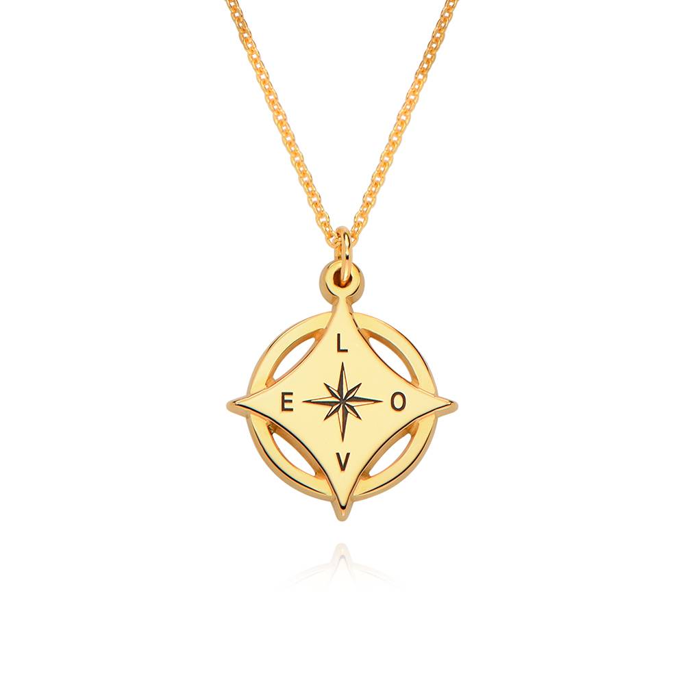 Kaia Initial Compass Necklace in 18K Gold Vermeil