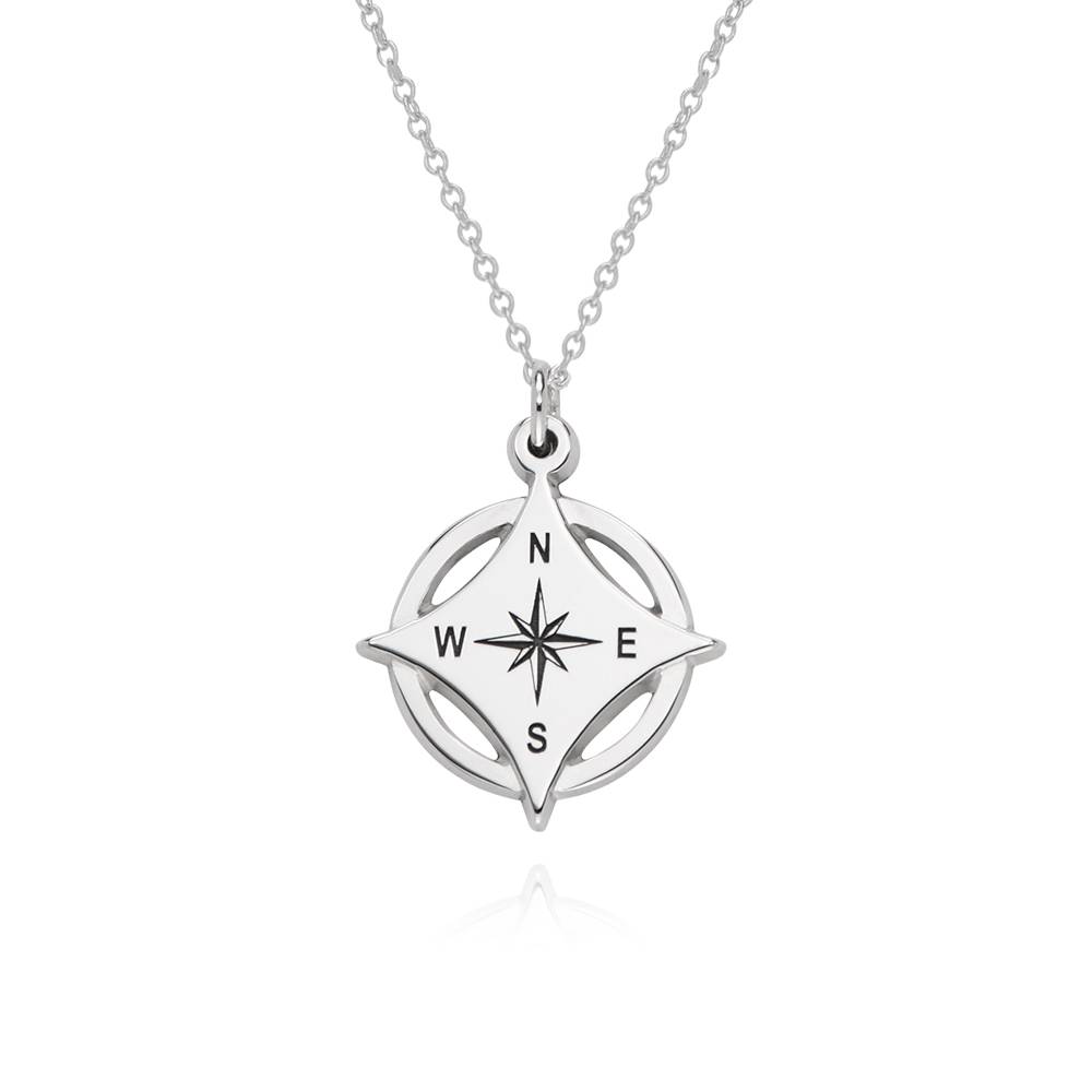 Kaia Initial Compass Necklace in Sterling Silver