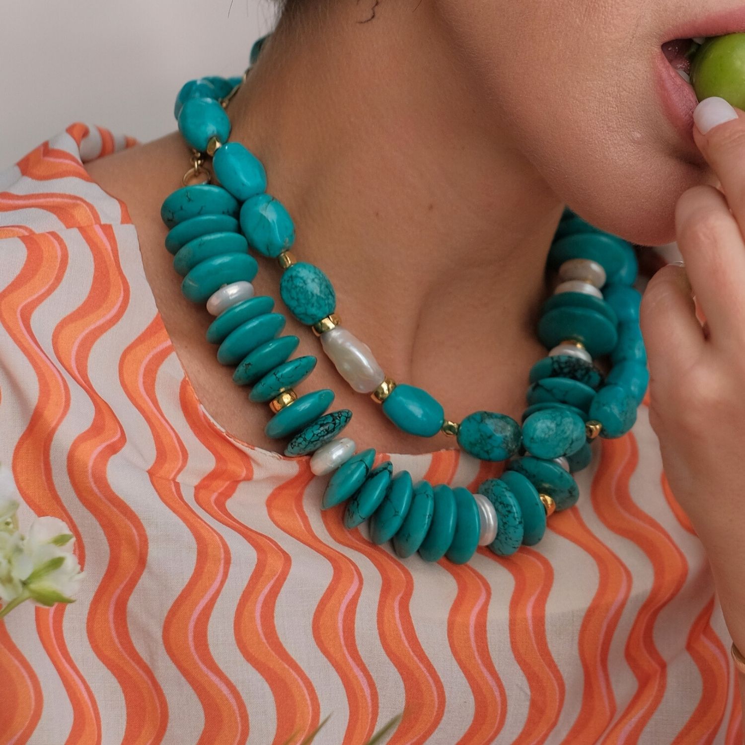 Kallisti Baroque Pearl Turquoise Necklace