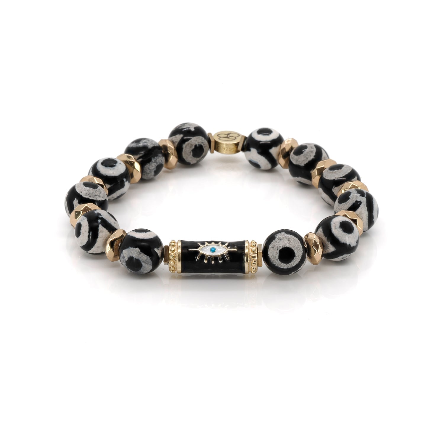 Karma Black Evil Eye Beaded Bracelet - Gold