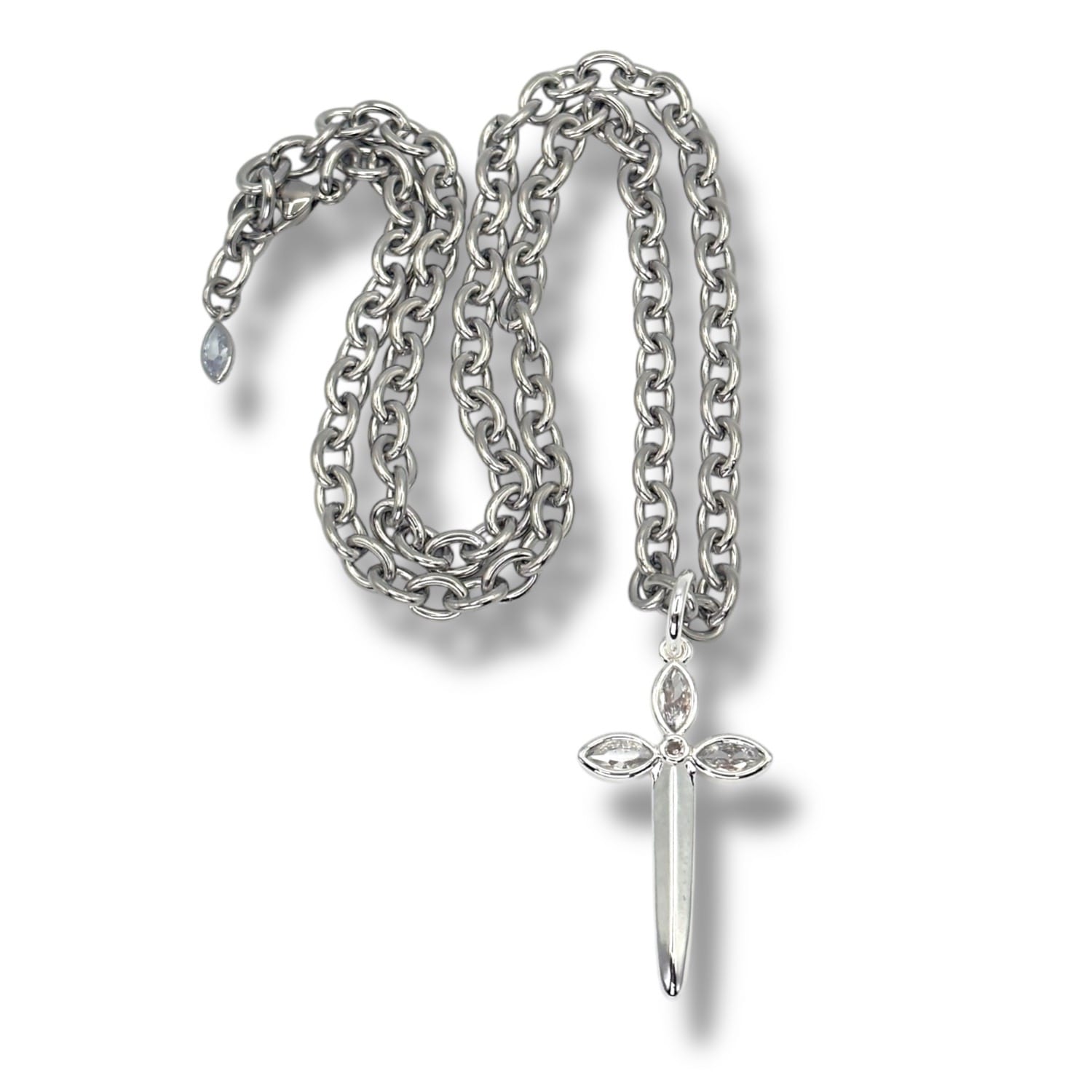 Karma Dagger Necklace White Gold