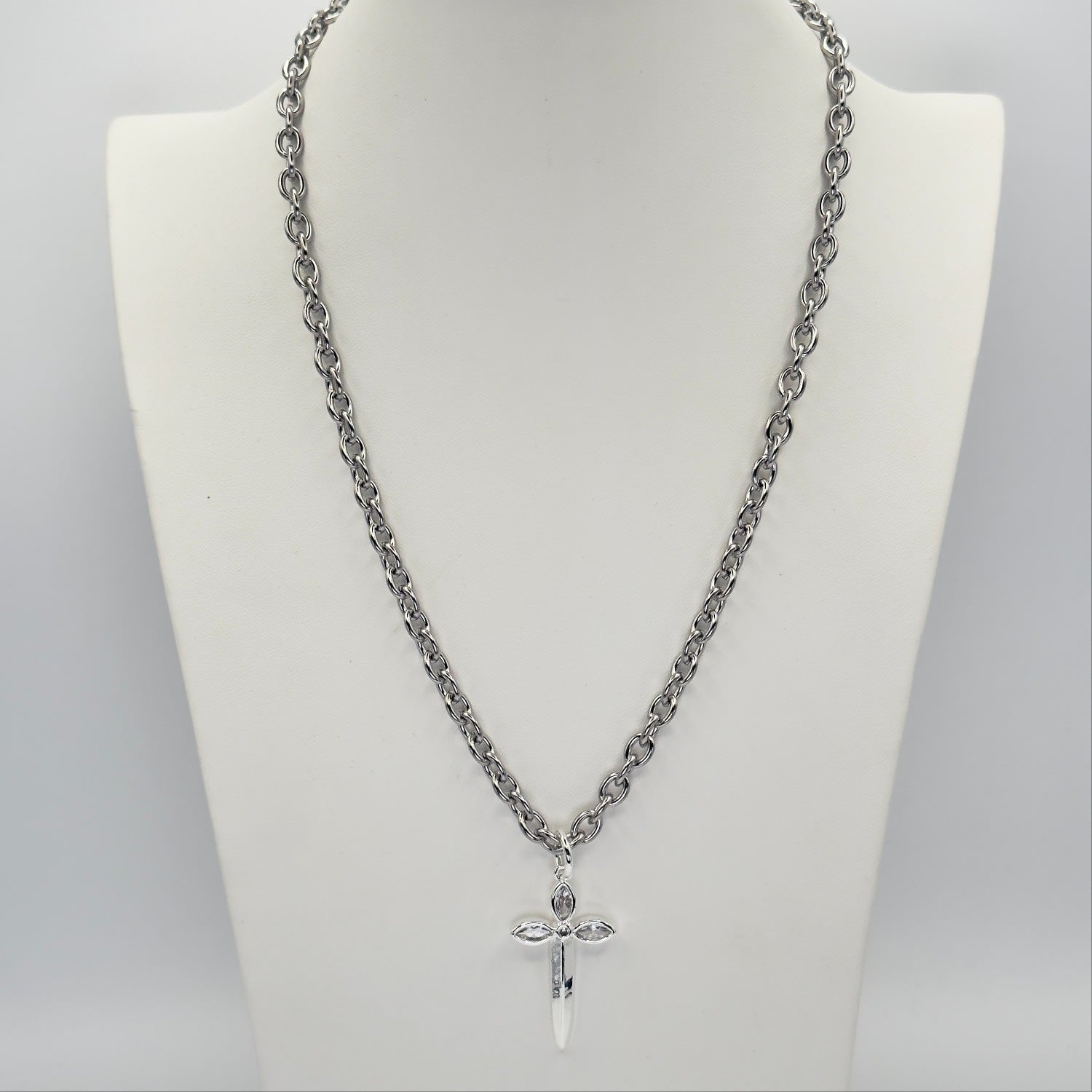 Karma Dagger Necklace White Gold