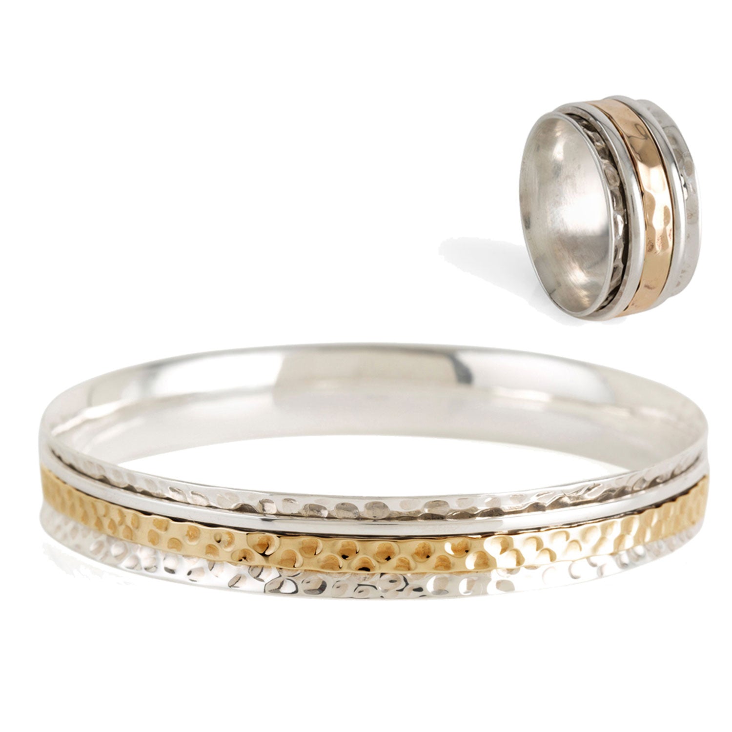Karma Fortune Silver Spinning Ring & Bangle Gift Set