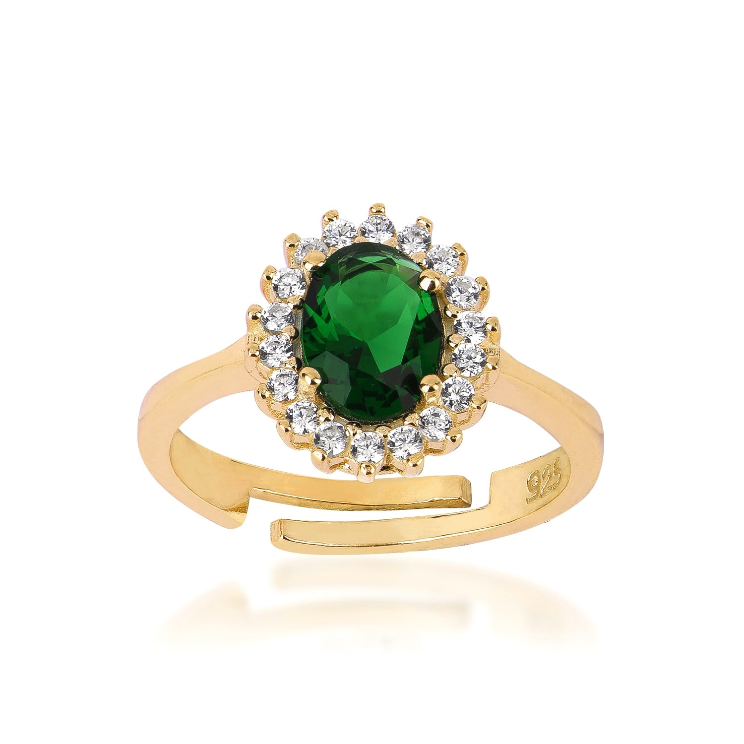 Kate Emerald Stone Vintage Ring Adjustable