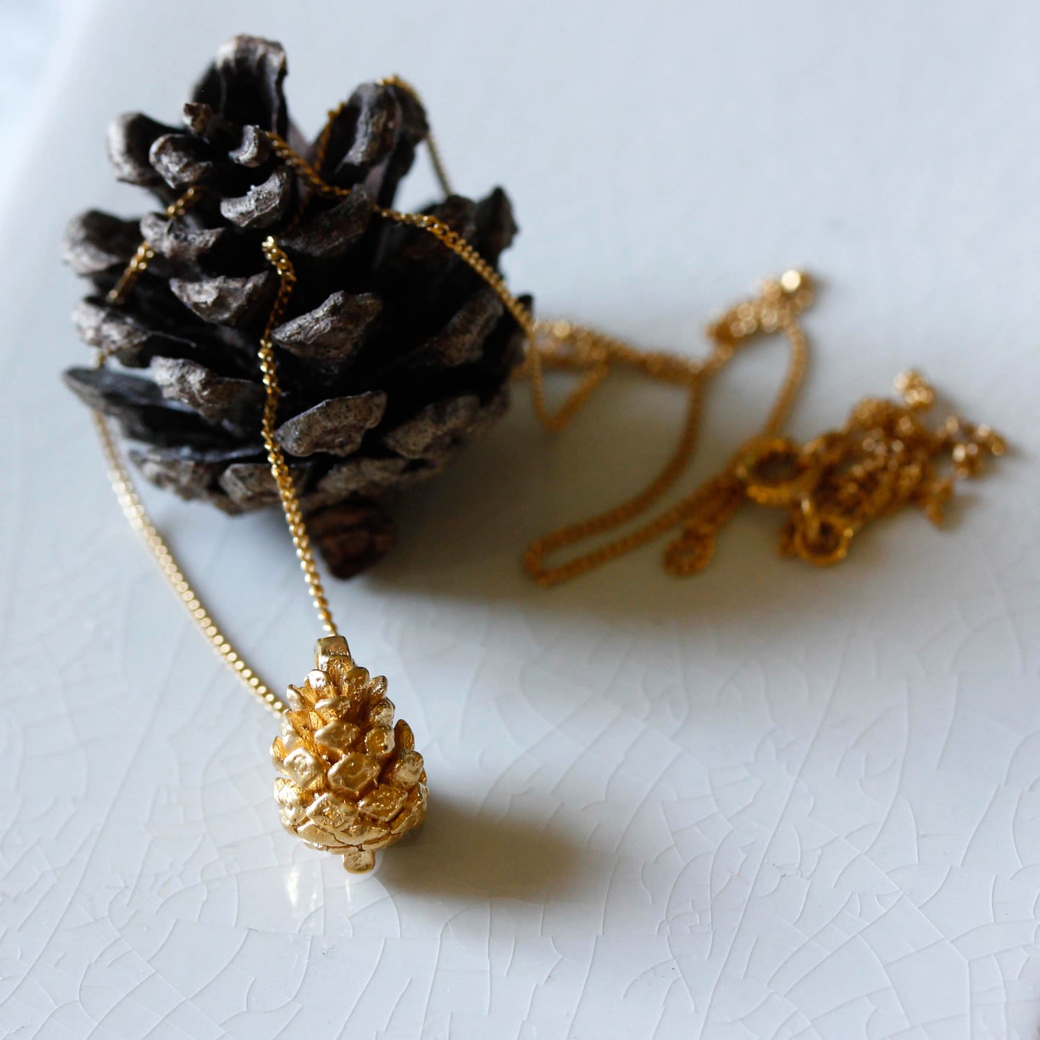 Baby Pine Cone Necklace - Gold