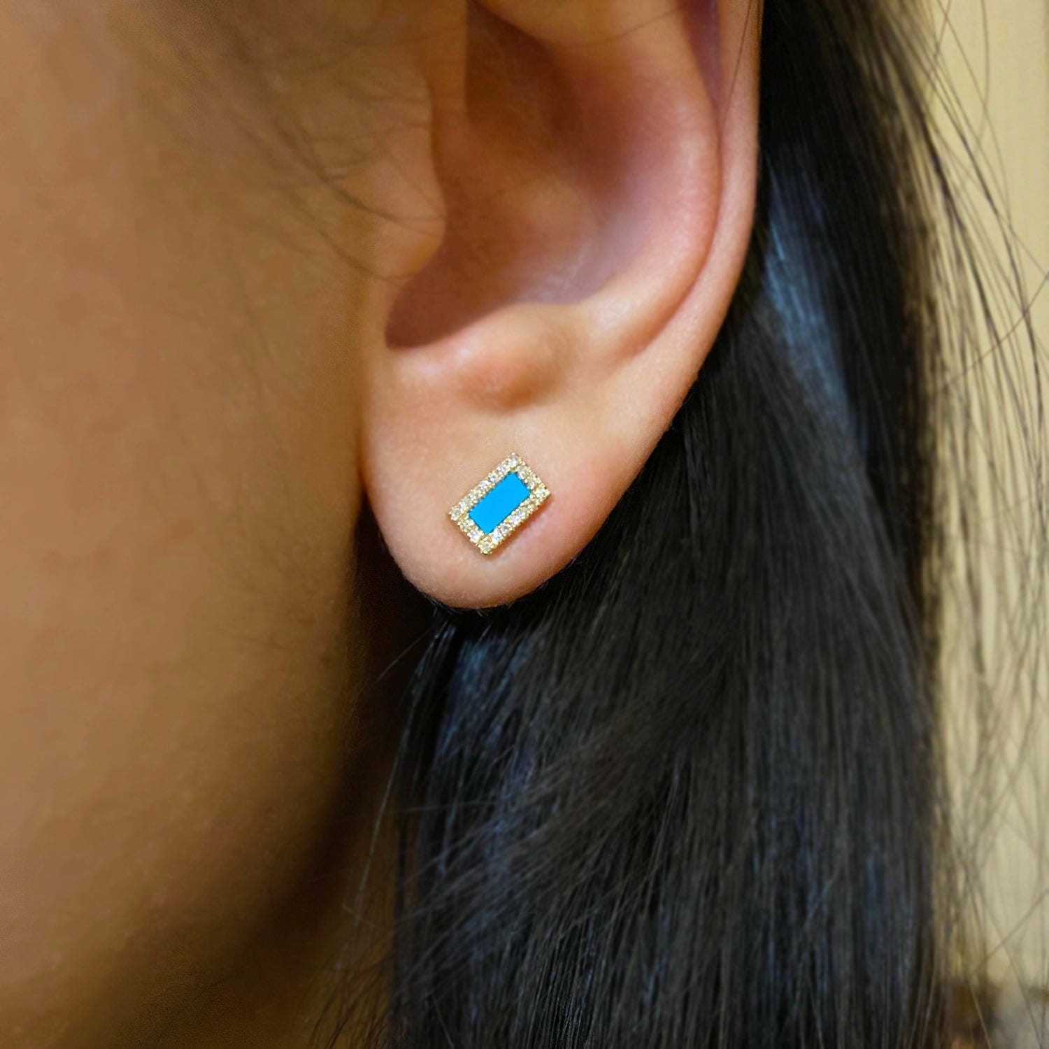 Rectangle Turquoise Studs
