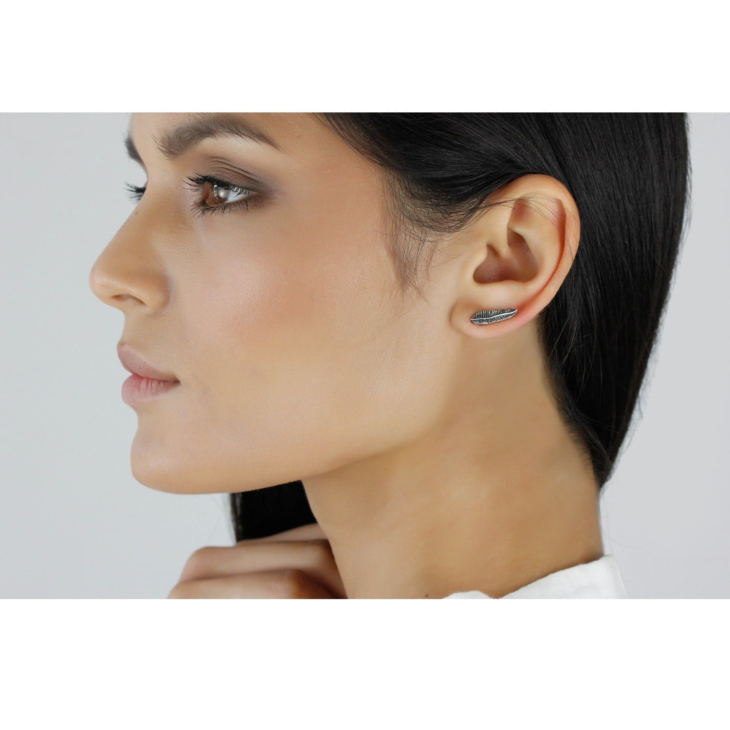 Banana Leaf Slider Earring Single Silver