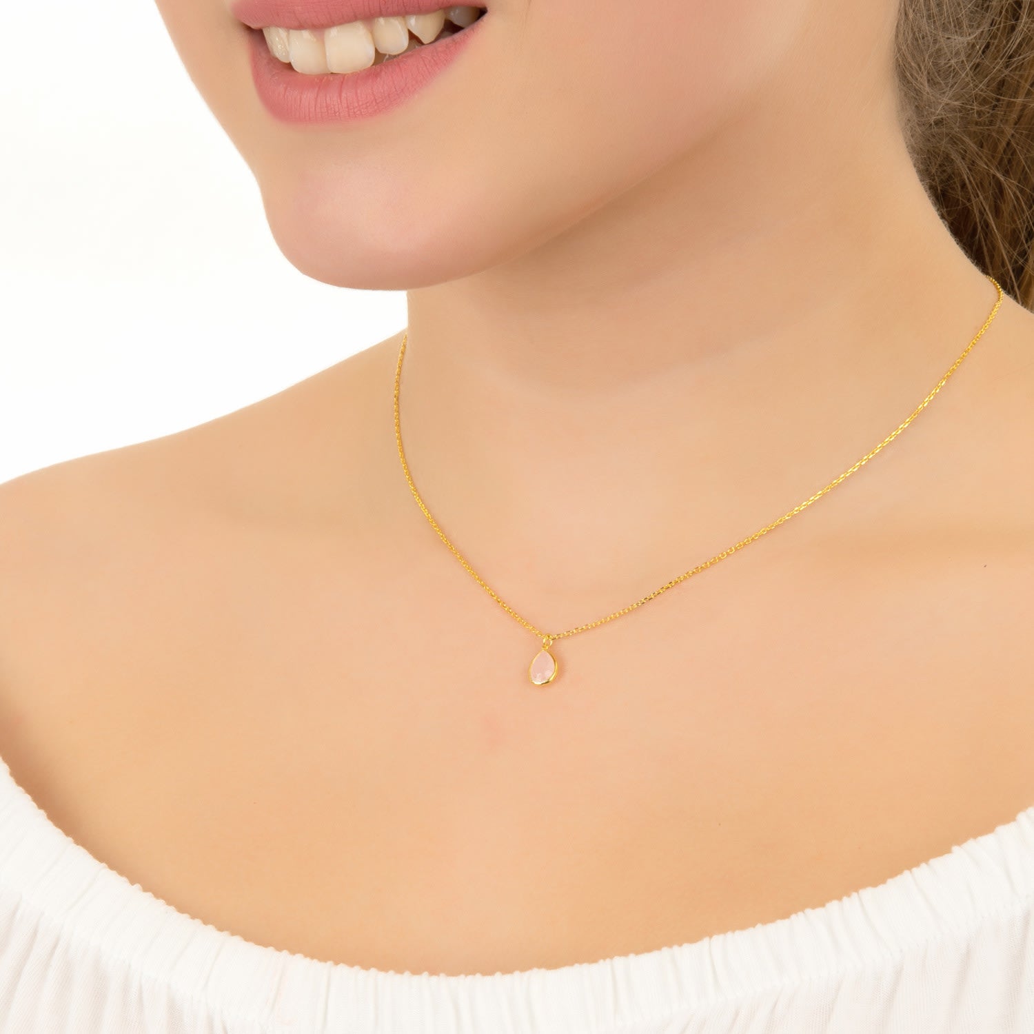 Pisa Mini Teardrop Necklace Gold Citrine