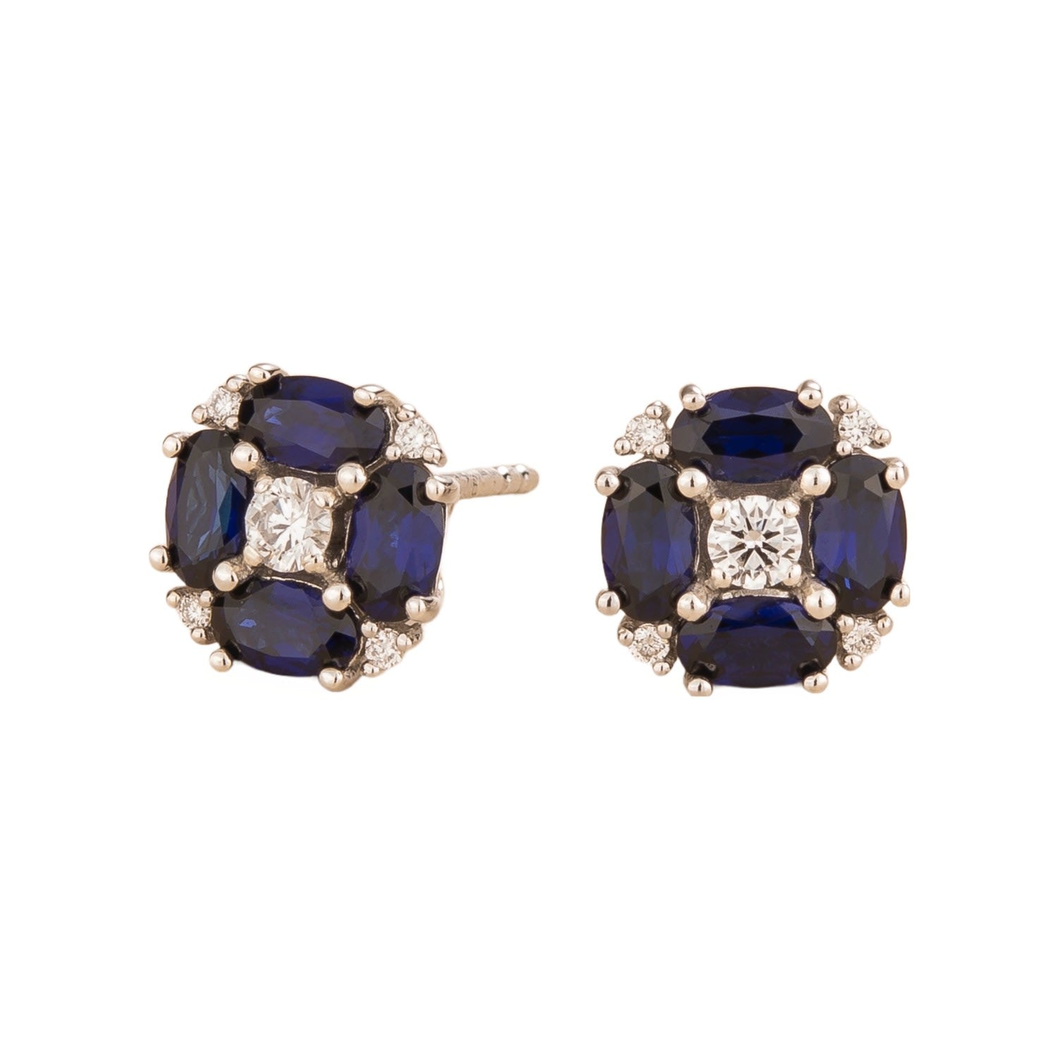 Pristi White Gold Earrings With Blue Sapphire And Diamond