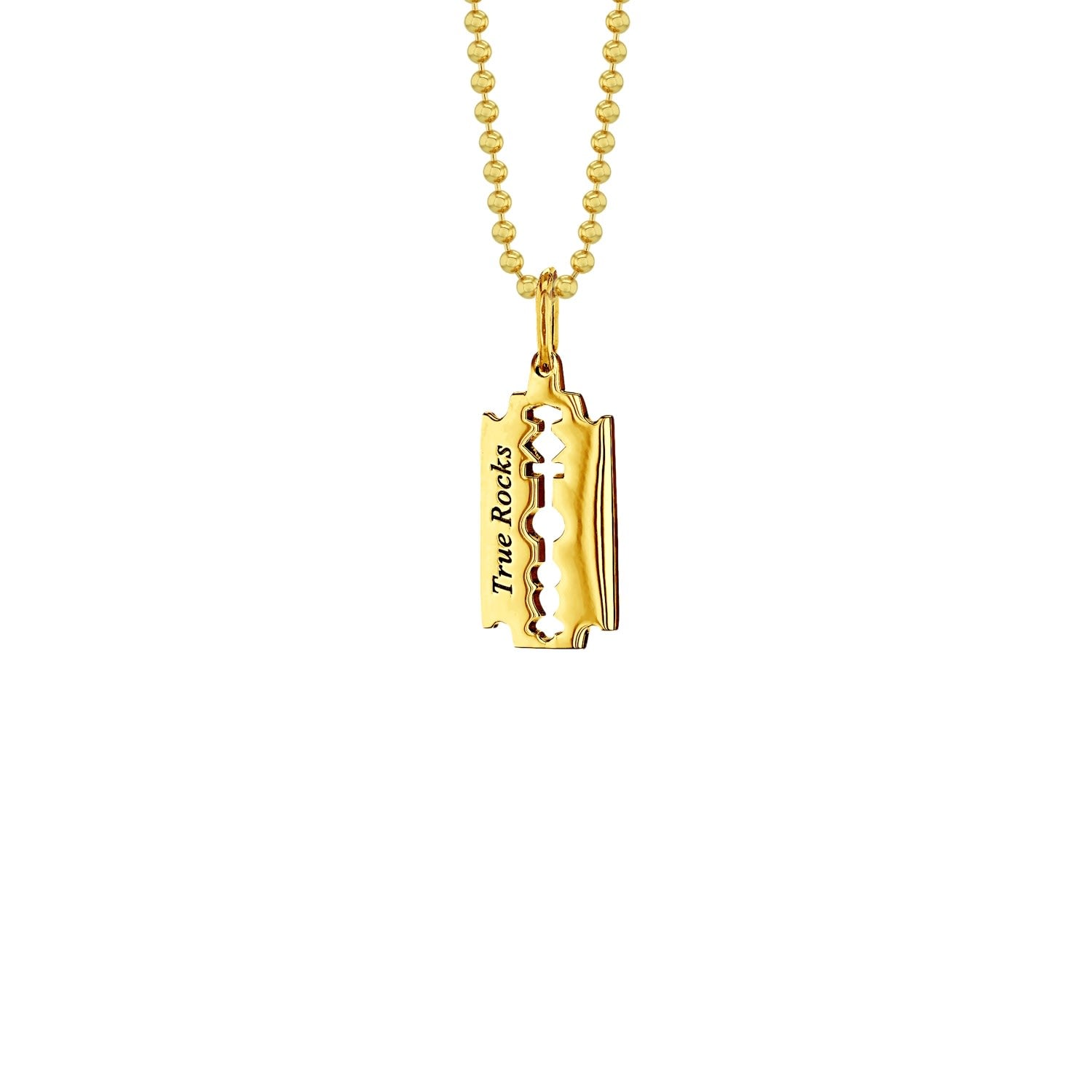 18Kt Gold-Plated Razor Blade Pendant On Bead Chain