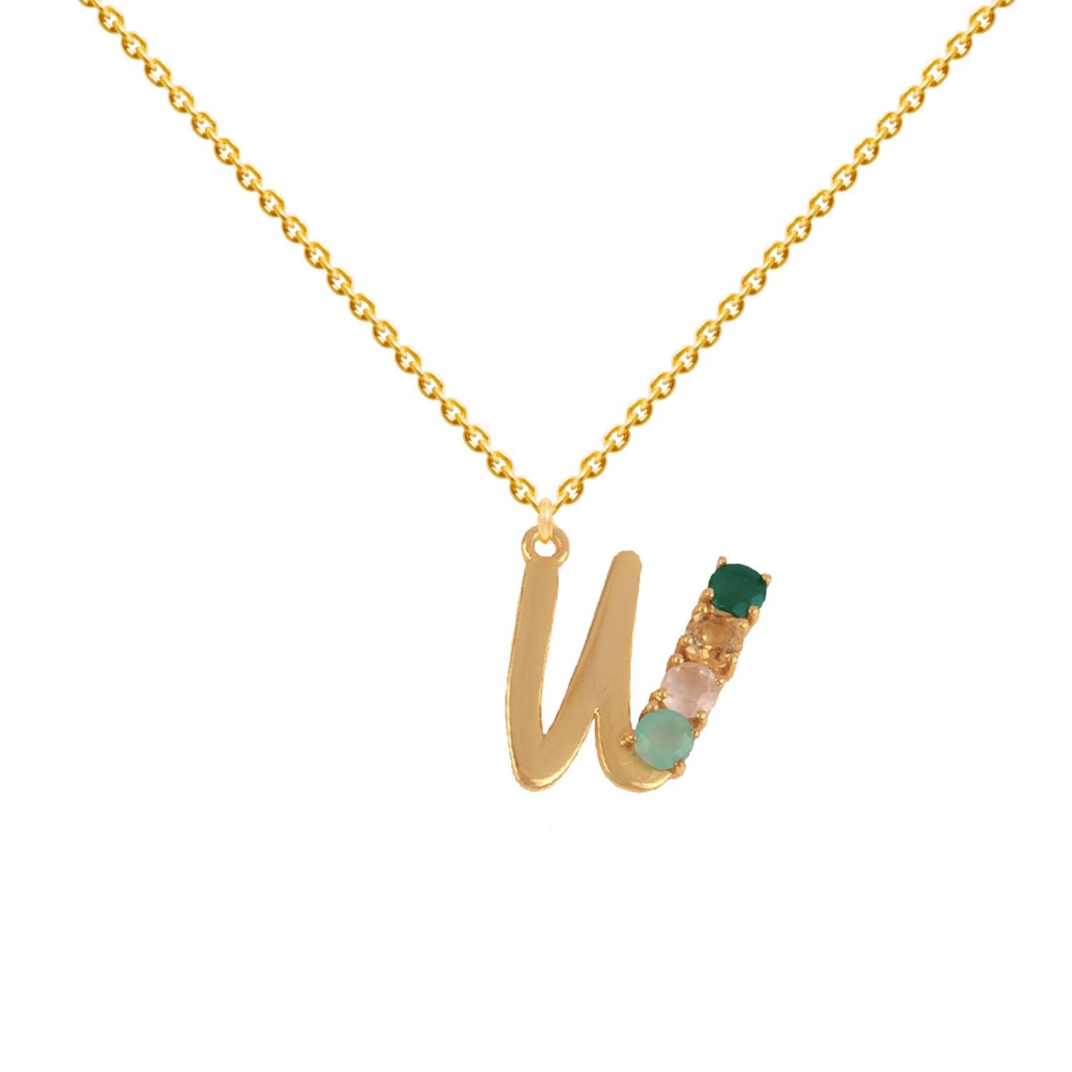 Multicolored Initial W Necklace
