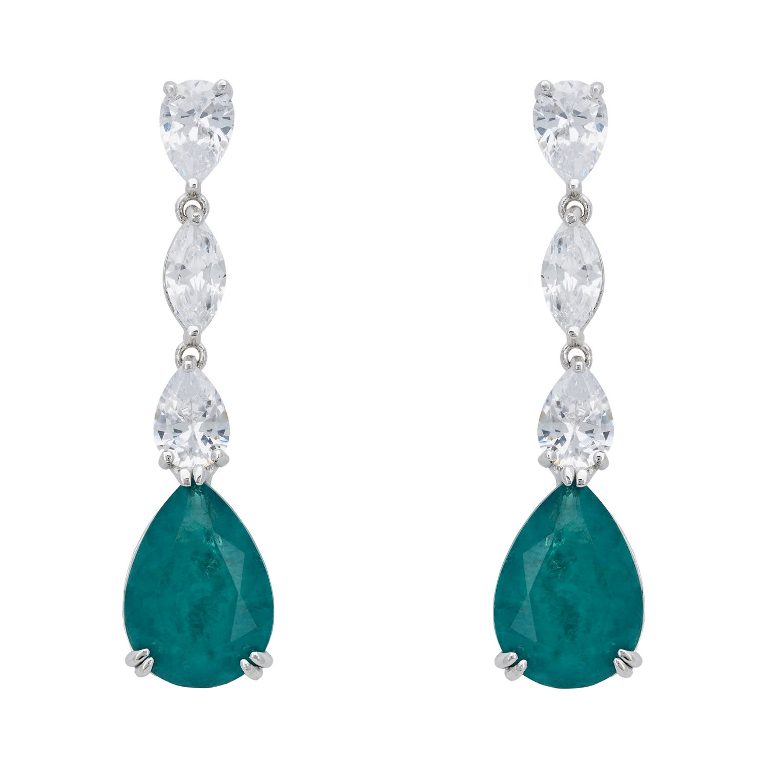 Keira Colombian Emerald Drop Earrings Silver