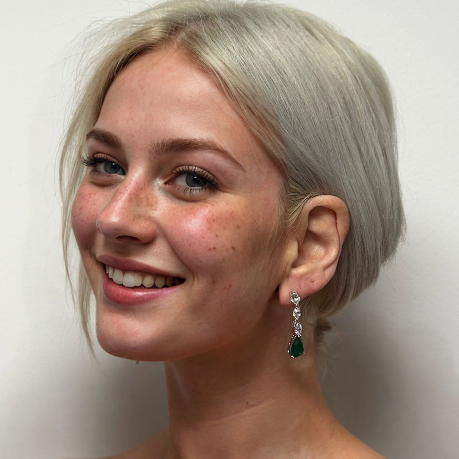 Keira Colombian Emerald Drop Earrings Silver