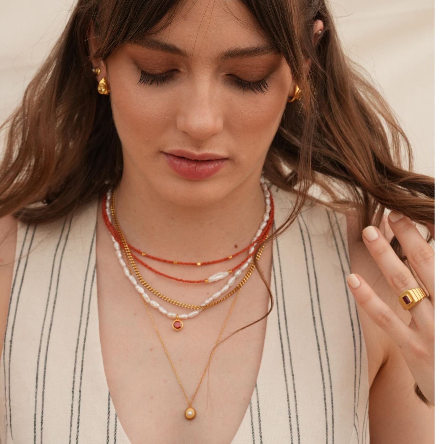 Kely Red Coral Pearl Necklace