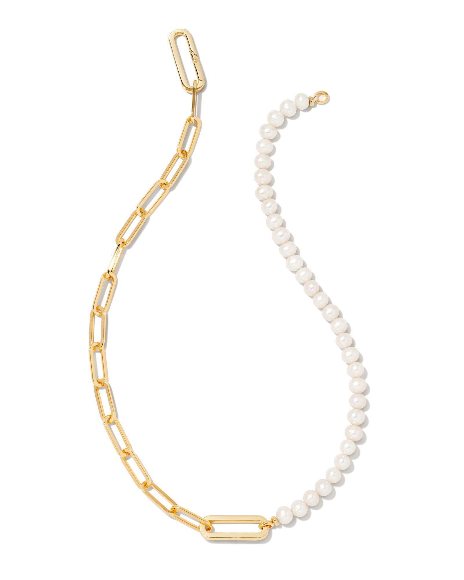 Ashton Gold Half Chain Necklace in White