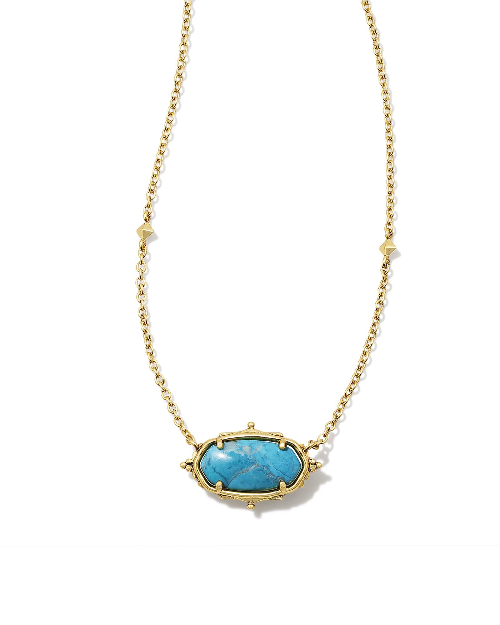 Baroque Elisa Vintage Gold Pendant Necklace in Variegated Dark Teal Ma