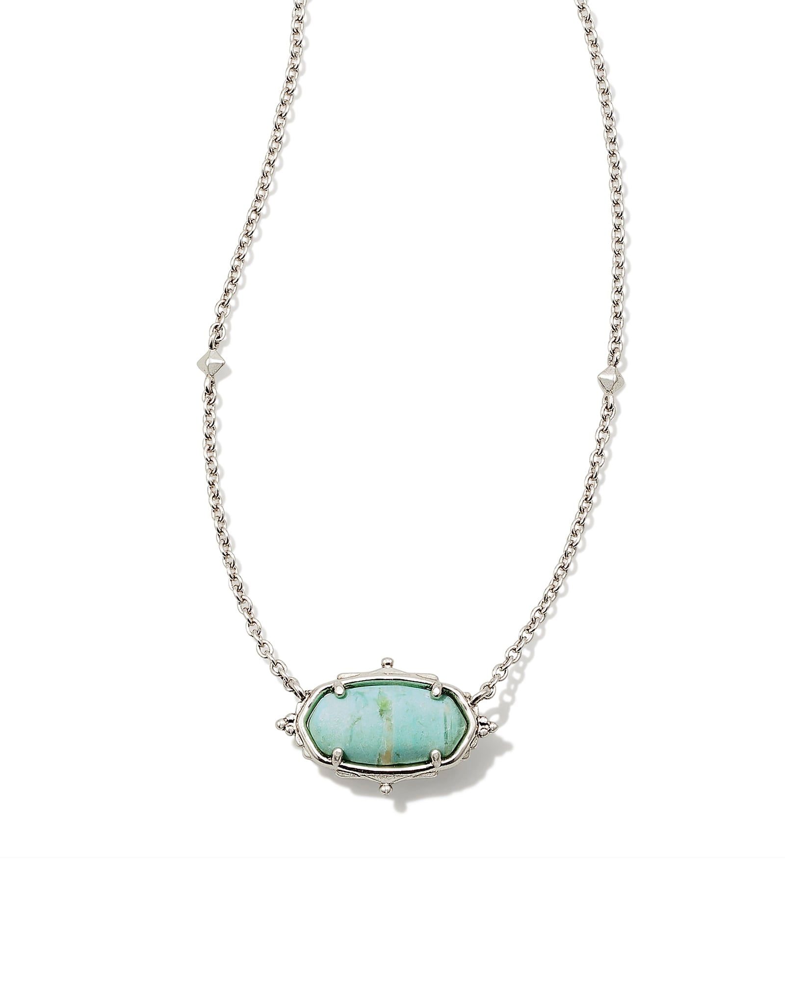 Baroque Vintage Silver Elisa Pendant Necklace in Sea Green