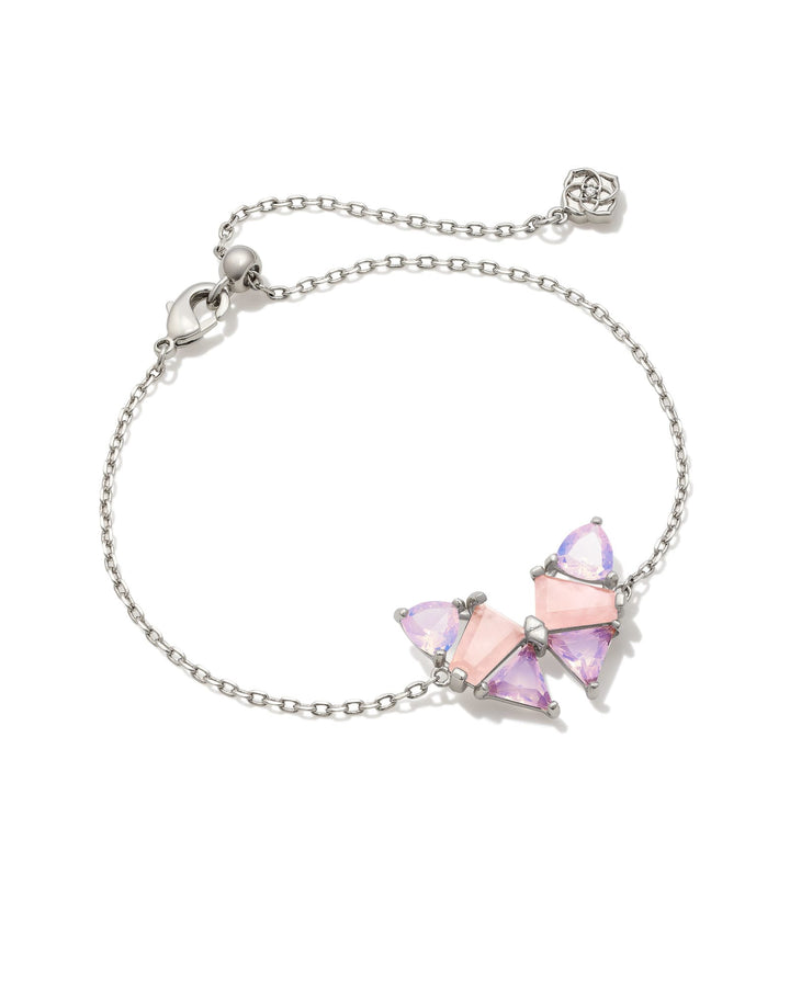 blair-silver-butterfly-delicate-chain-bracelet-in-pink-mix-swarovski