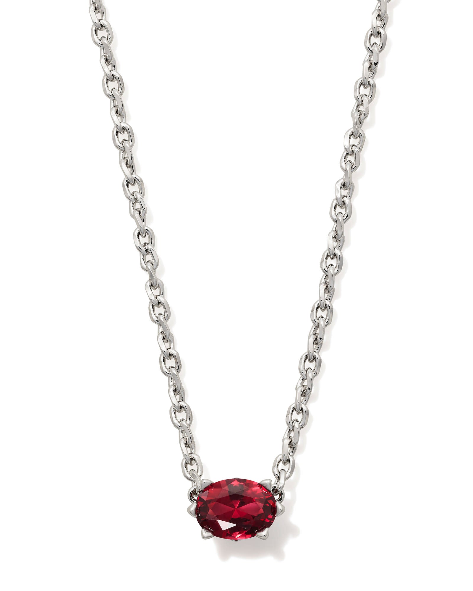 Cailin Silver Pendant Necklace in Burgundy Crystal