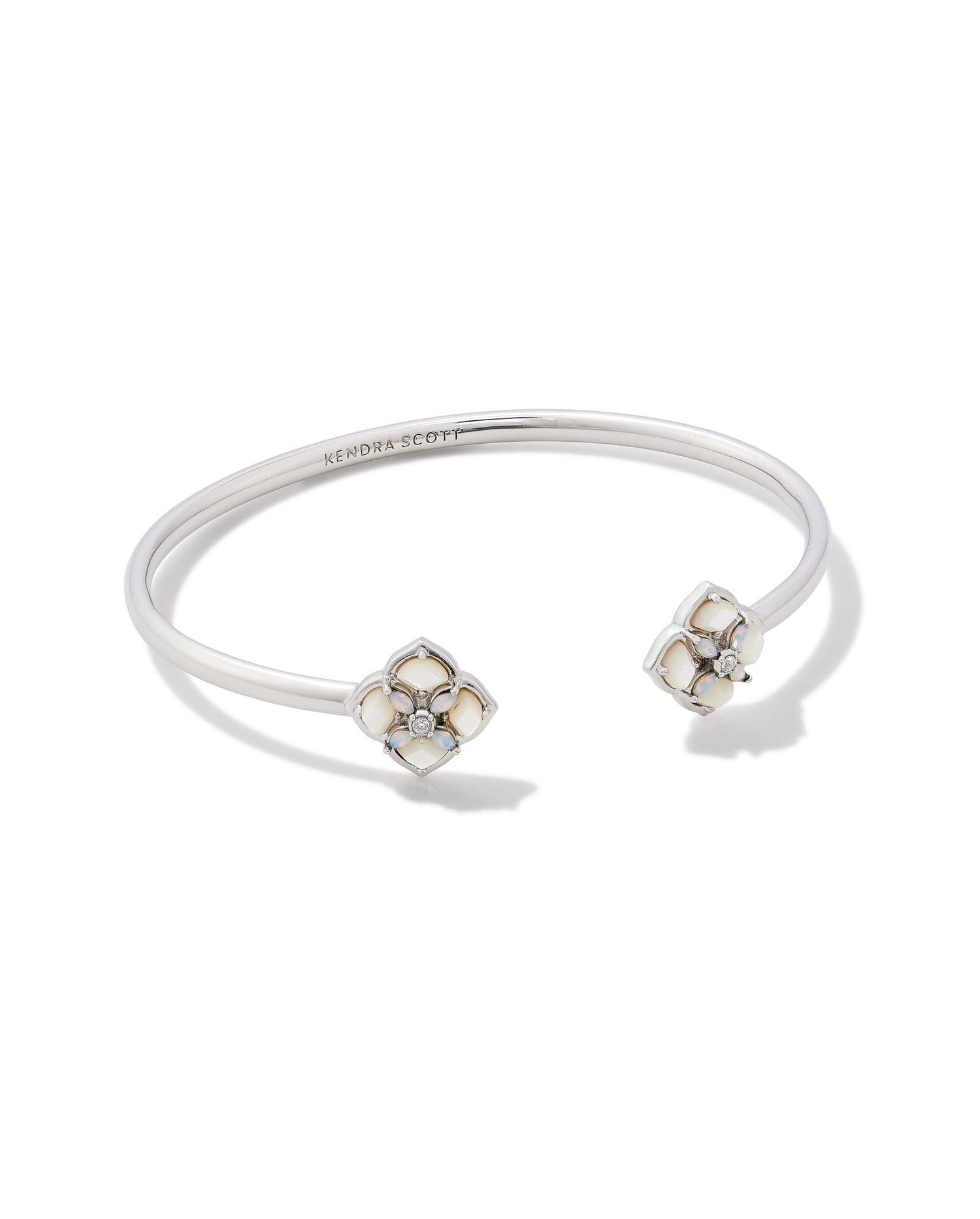 Dira Stone Silver Cuff Bracelet in Ivory Mix