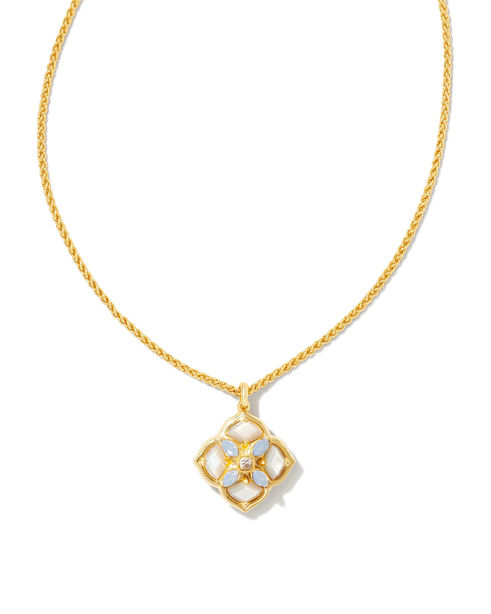 Dira Stone Gold Short Pendant Necklace in Ivory Mix