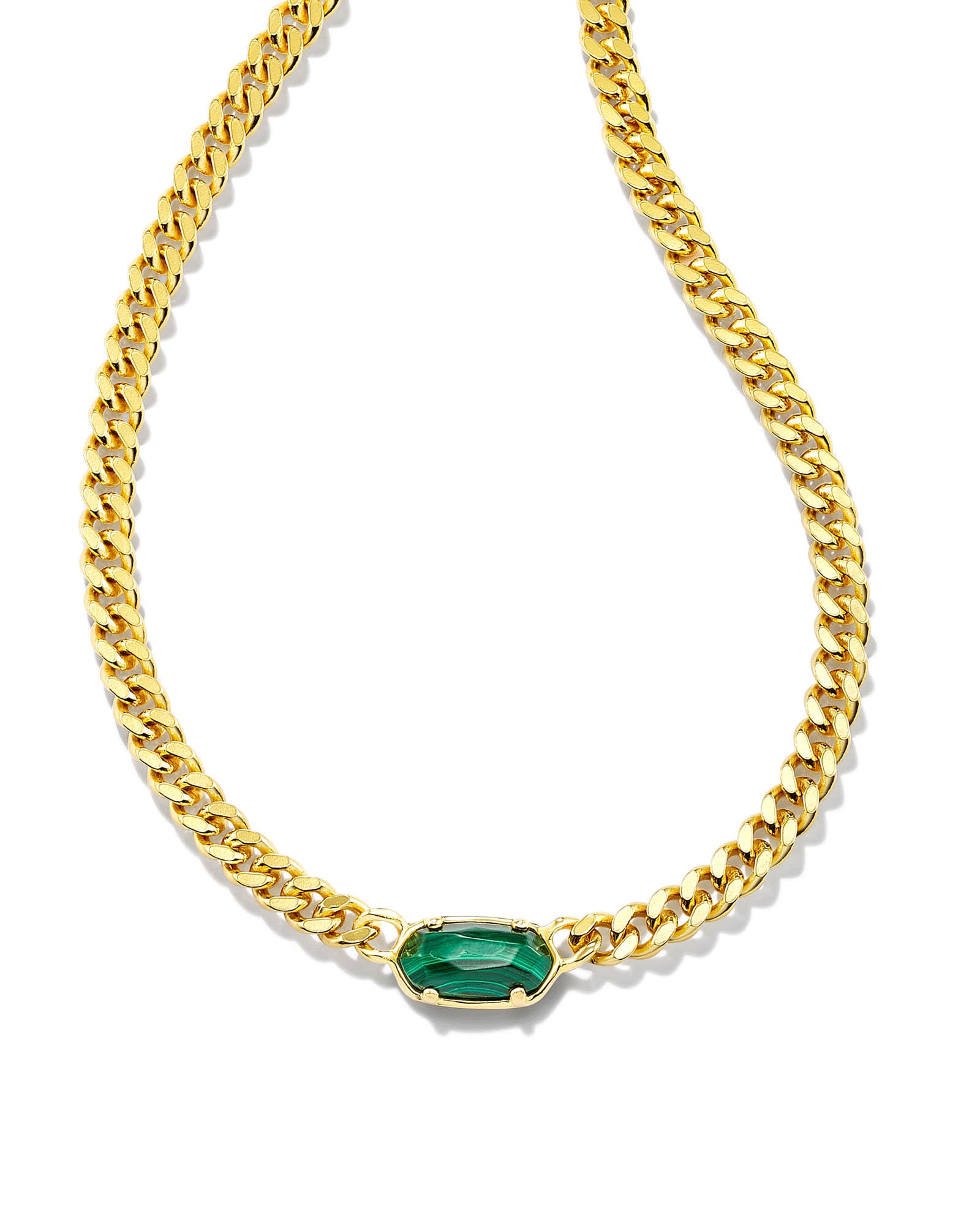 Elisa 18k Gold Vermeil Curb Chain Necklace in Green