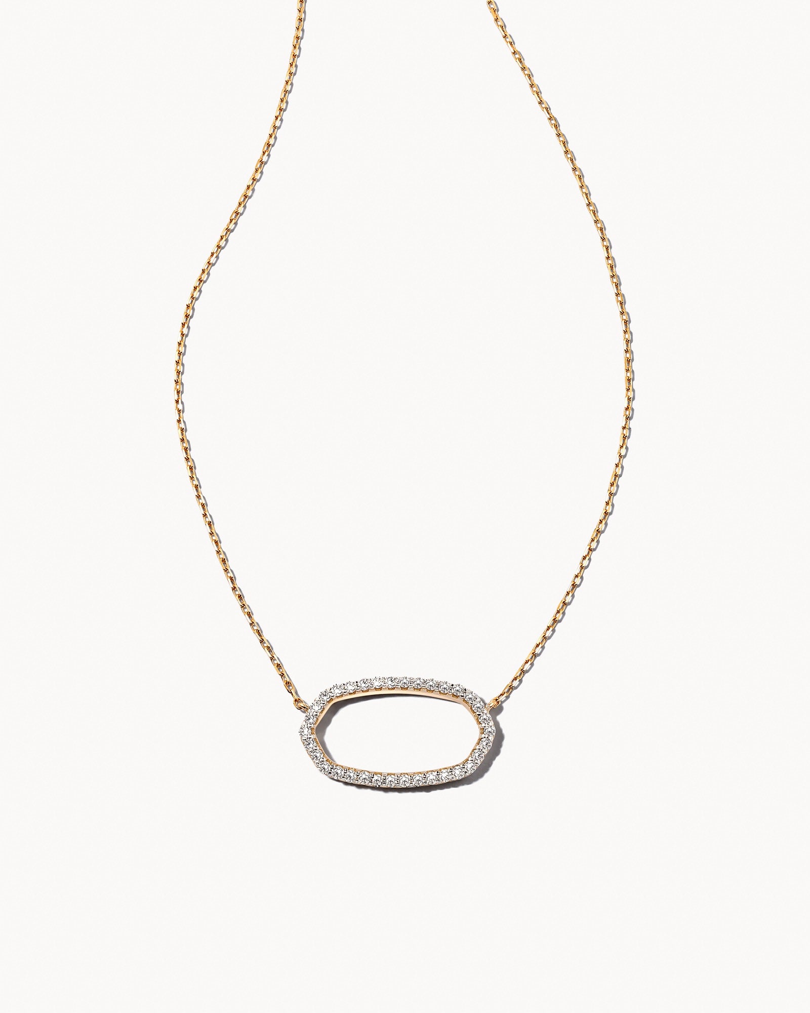 Elisa 14k Yellow Gold Open Frame Pendant Necklace in White Diamond