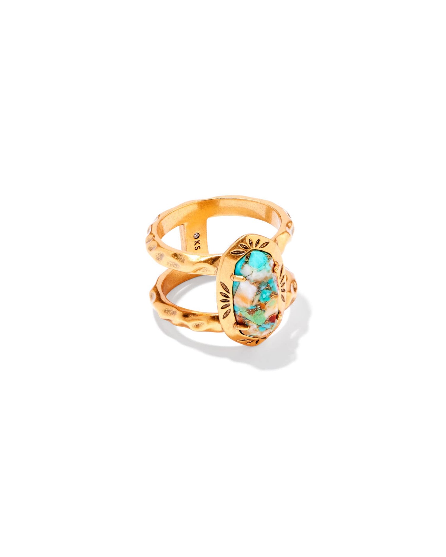 elyse-vintage-gold-etch-frame-band-ring-in-bronze-veined-turquoise-magnesite-red-oyster-kendra-scott