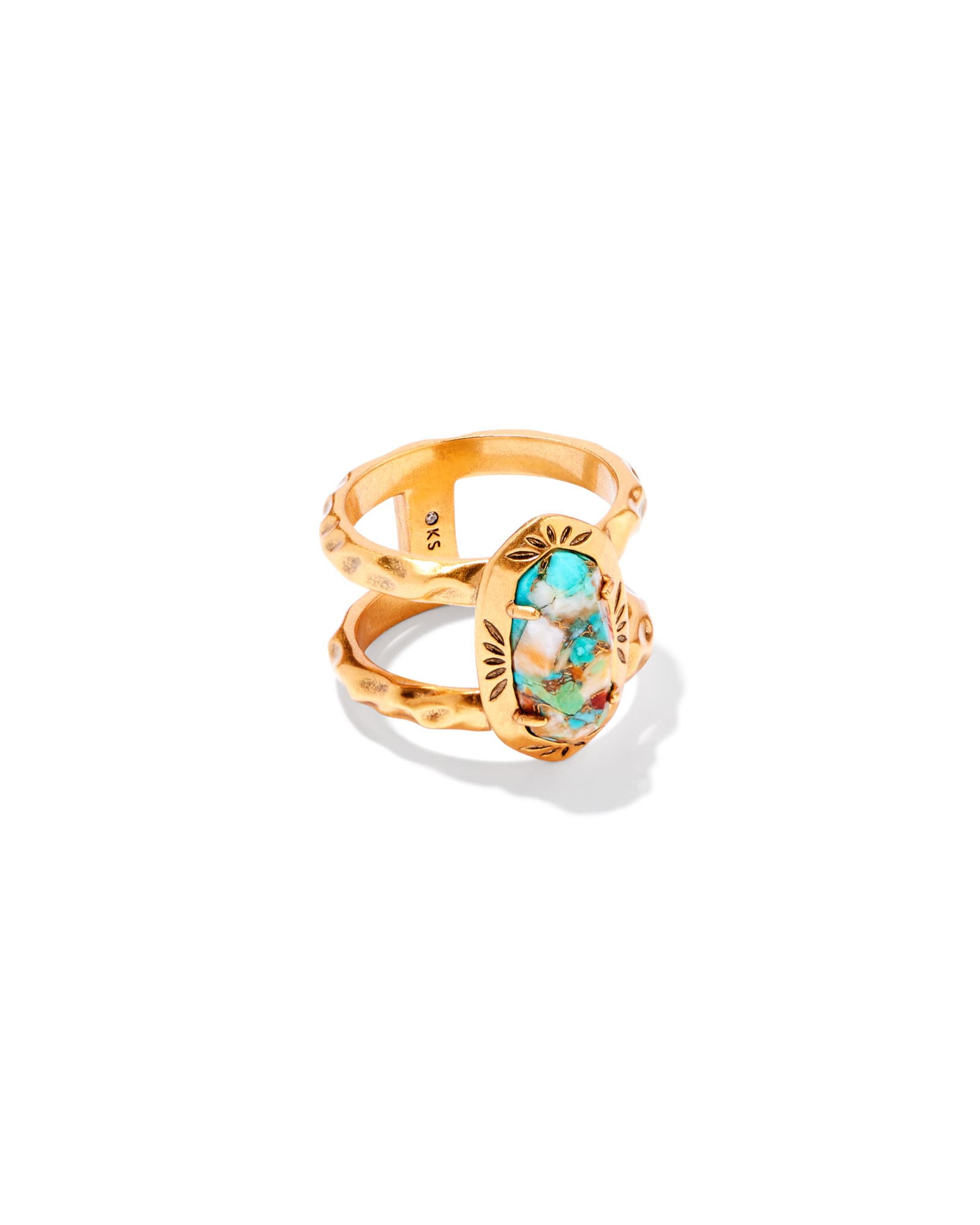 elyse-vintage-gold-etch-frame-band-ring-in-bronze-veined-turquoise-magnesite-red-oyster-kendra-scott