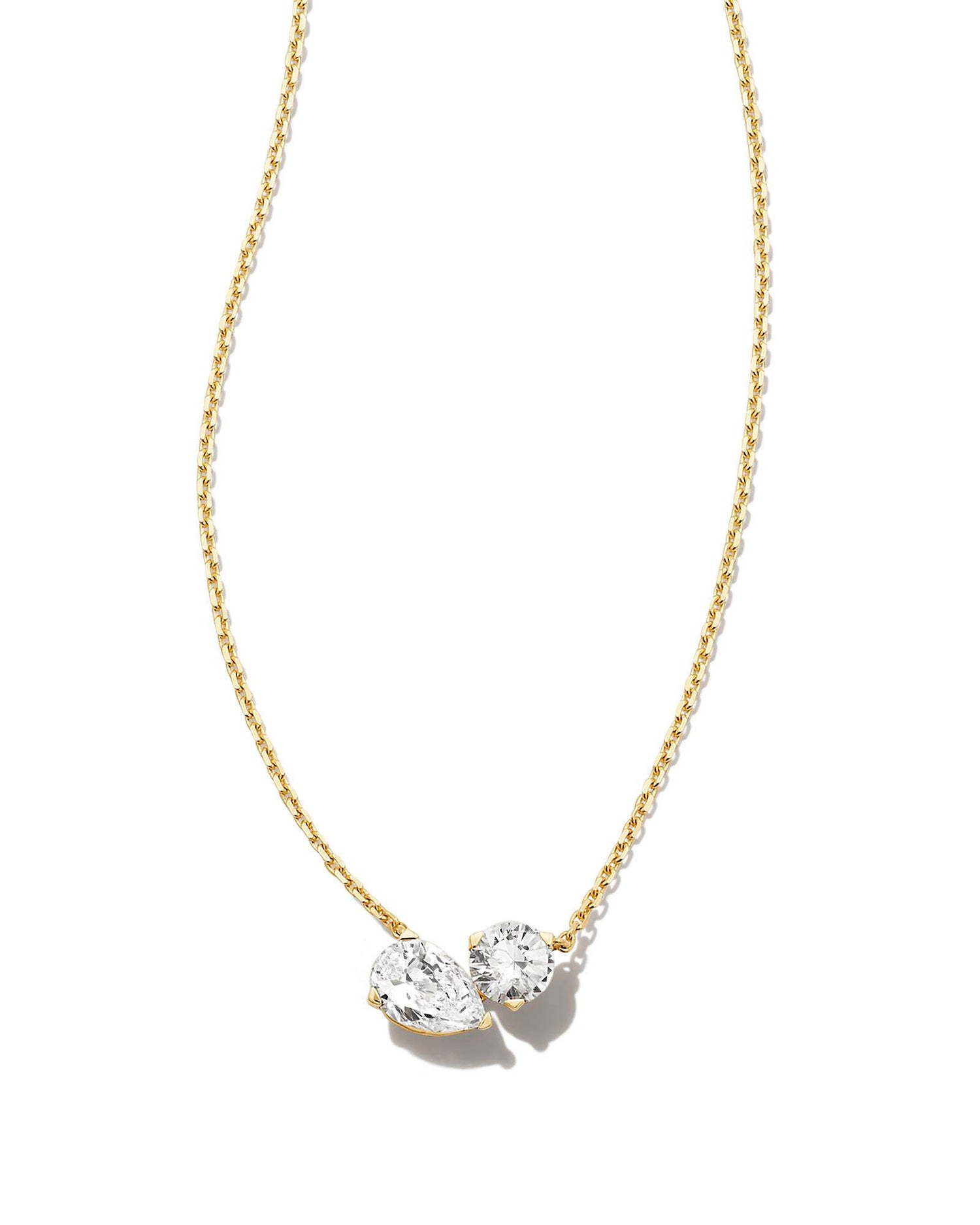 Lab Grown White Diamond Toi et Moi Large Pendant Necklace in 14k Yello