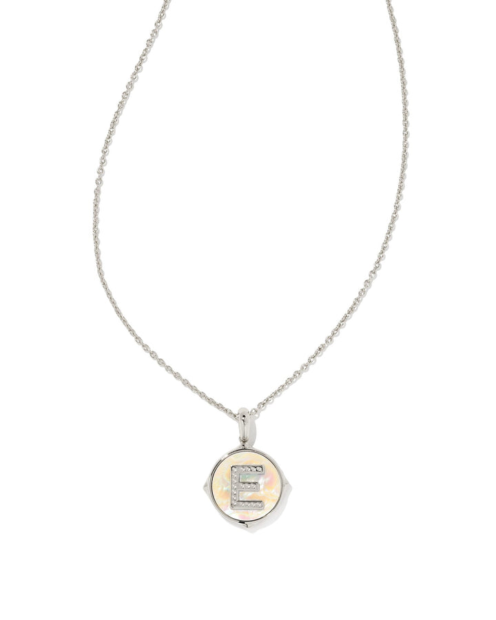 letter-e-silver-disc-reversible-pendant-necklace-in-iridescent-abalone-swarovski