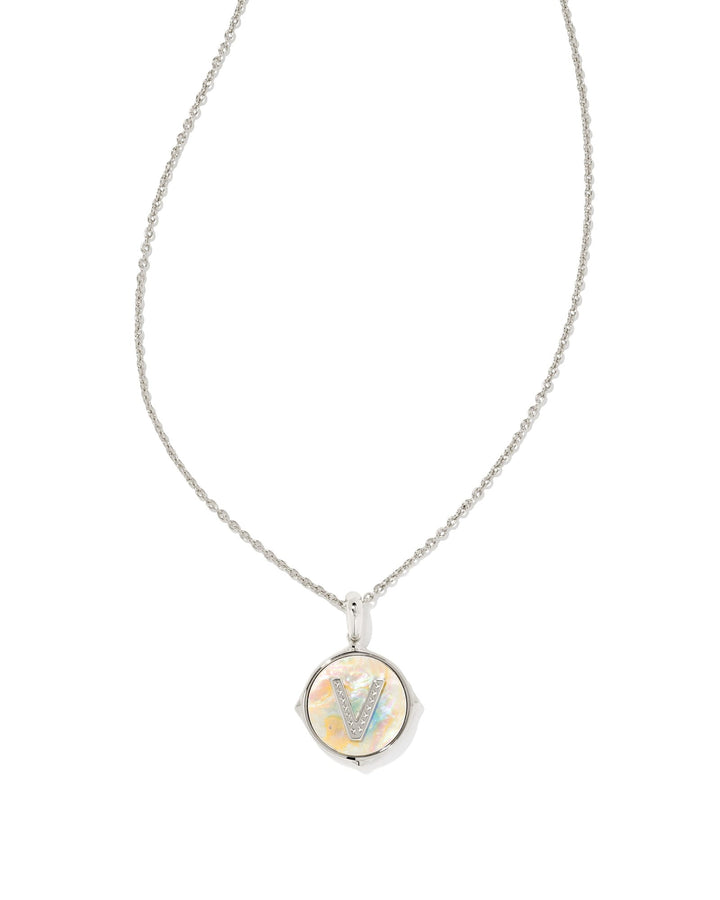 letter-v-silver-disc-reversible-pendant-necklace-in-iridescent-abalone-swarovski