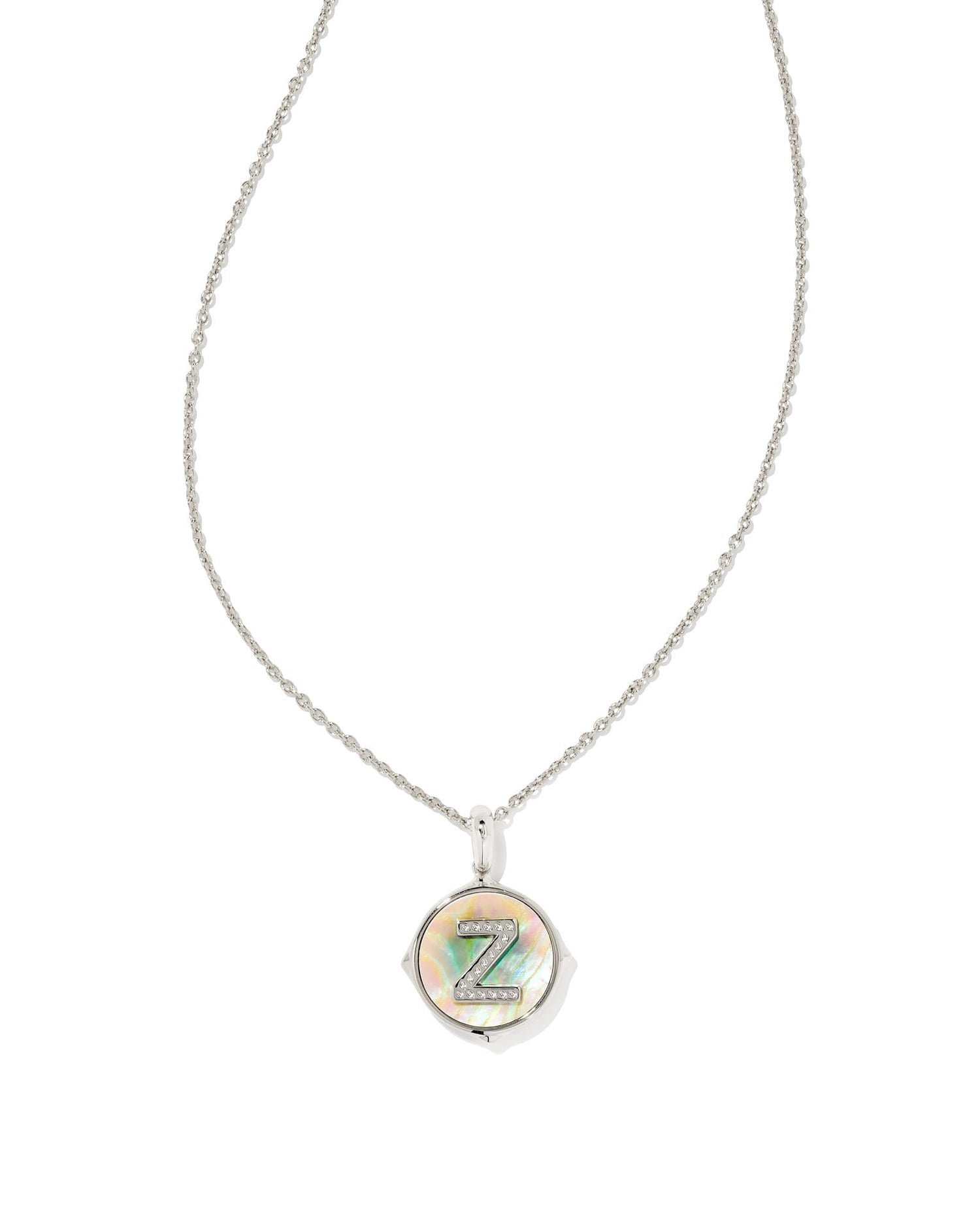 letter-z-silver-disc-reversible-pendant-necklace-in-iridescent-abalone-swarovski