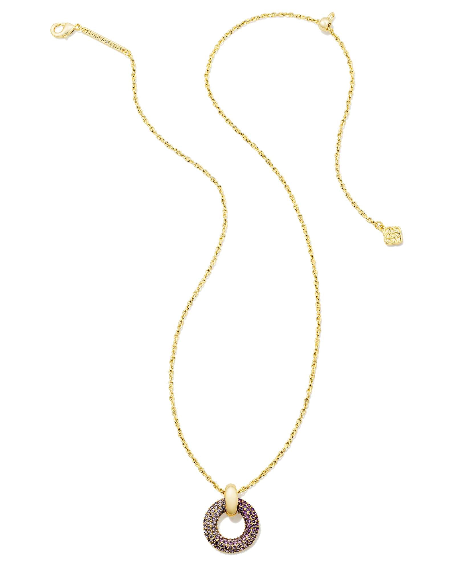 mikki-gold-pave-short-pendant-necklace-in-purple-mauve-ombre-mix-swarovski