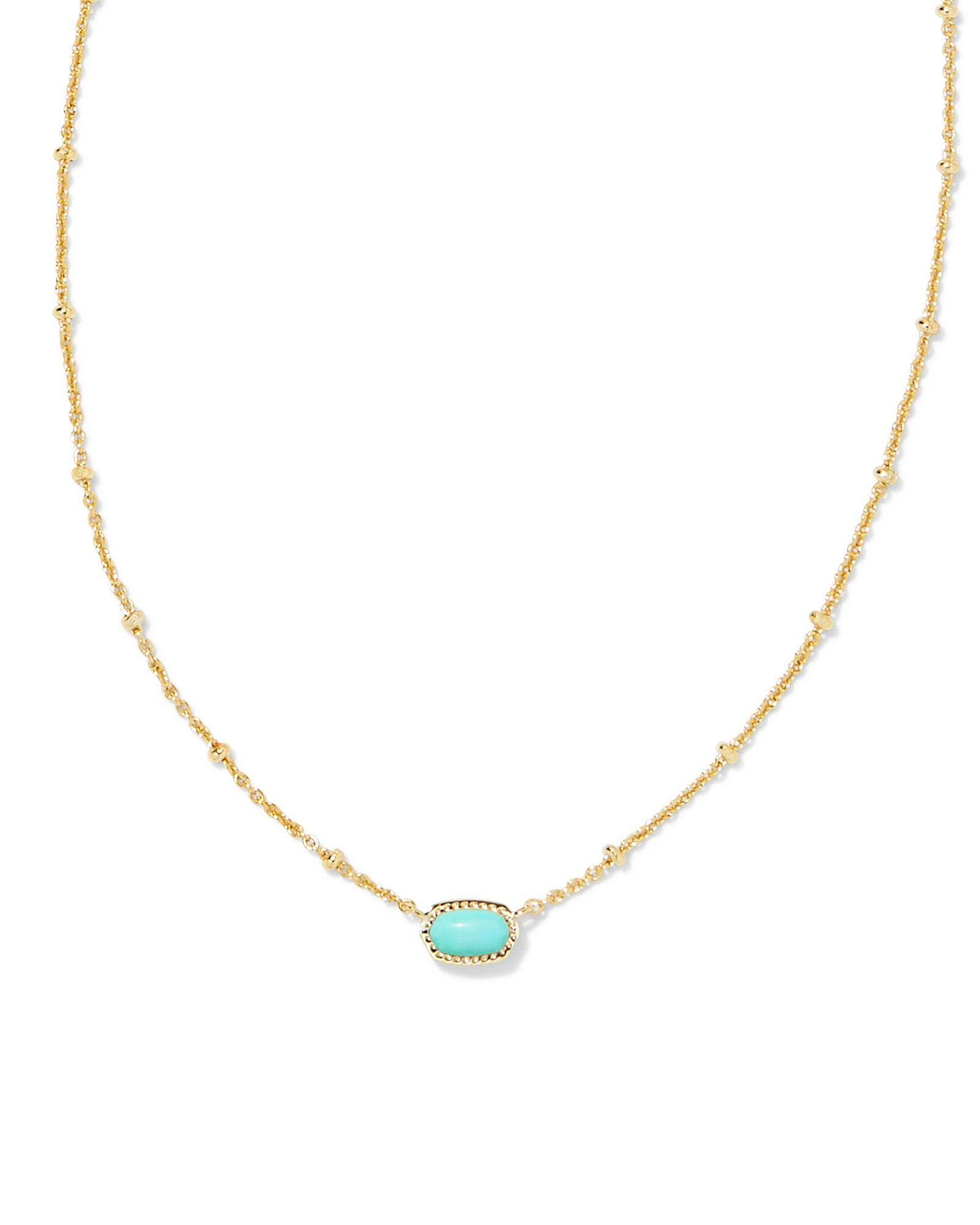 Mini Elisa Gold Satellite Short Pendant Necklace in Mint