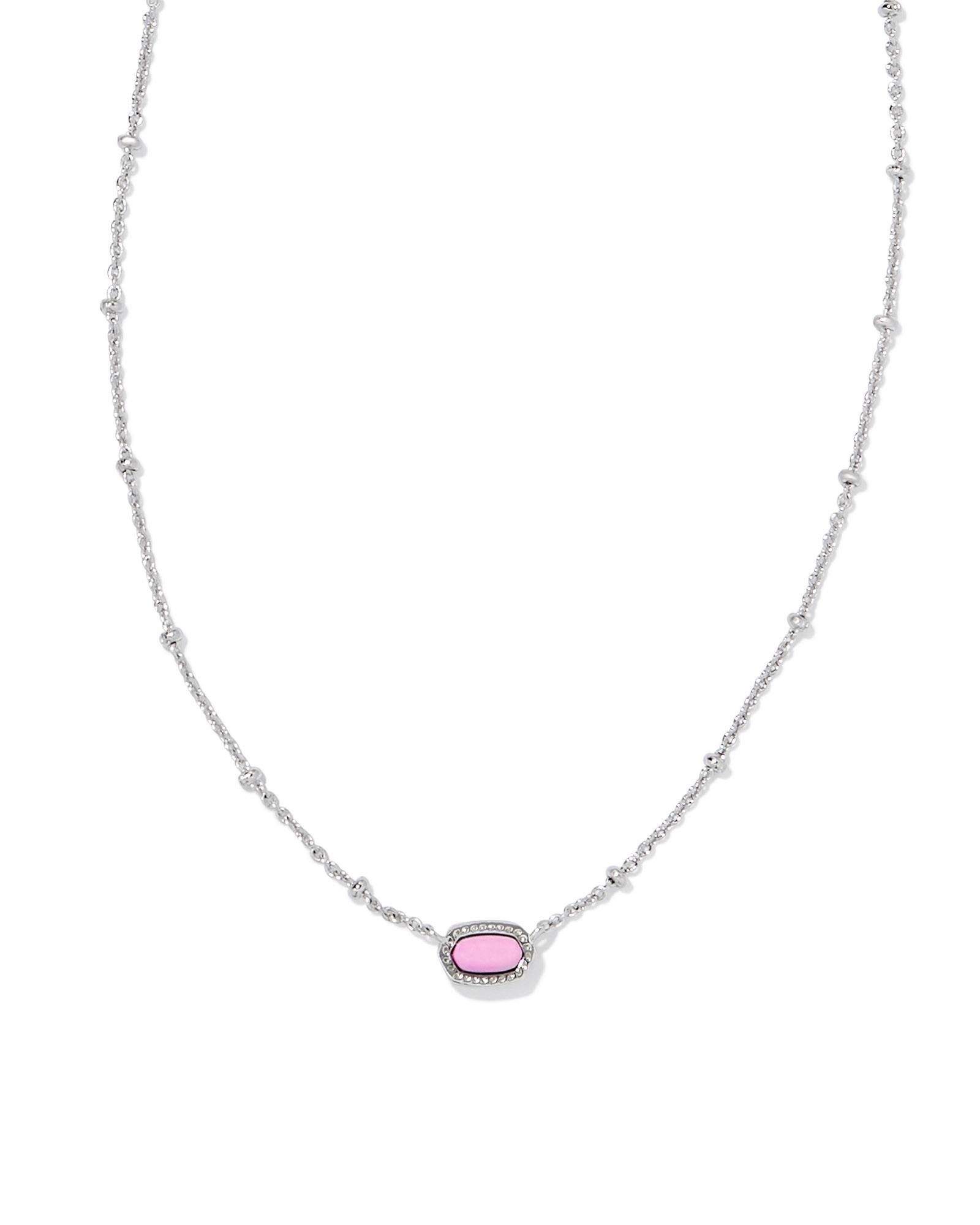 Mini Elisa Silver Satellite Short Pendant Necklace in Fuchsia Magnesit