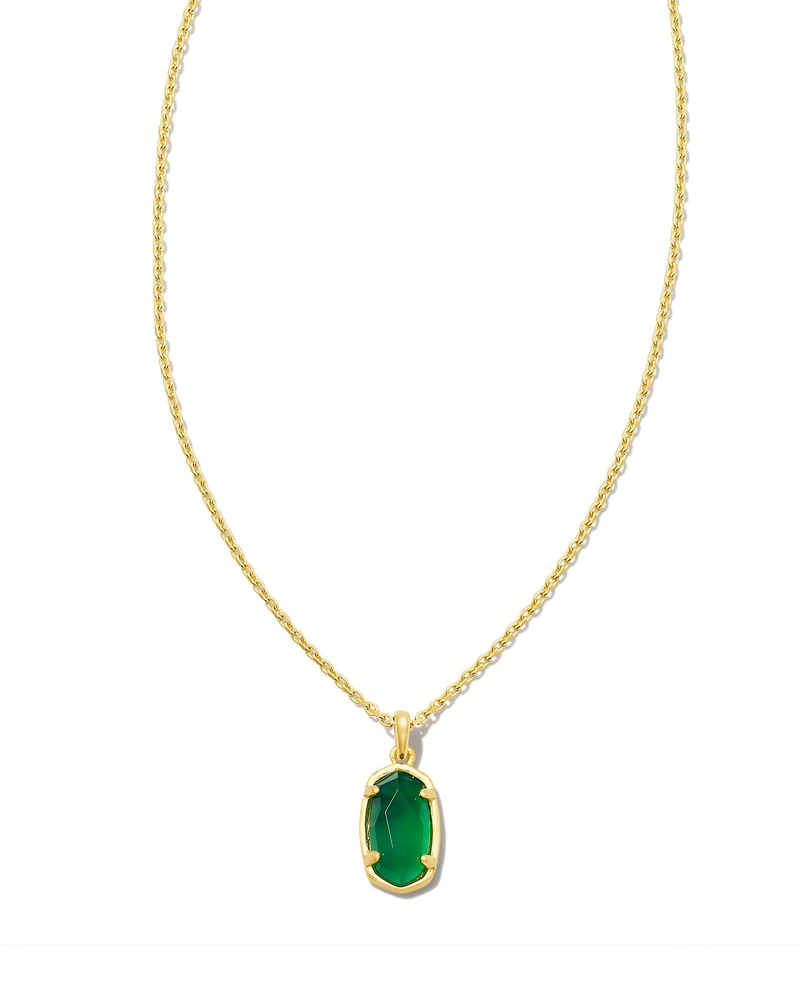 mommy-and-me-18k-gold-vermeil-youth-stone-fern-short-pendant-necklace-in-green-swarovski