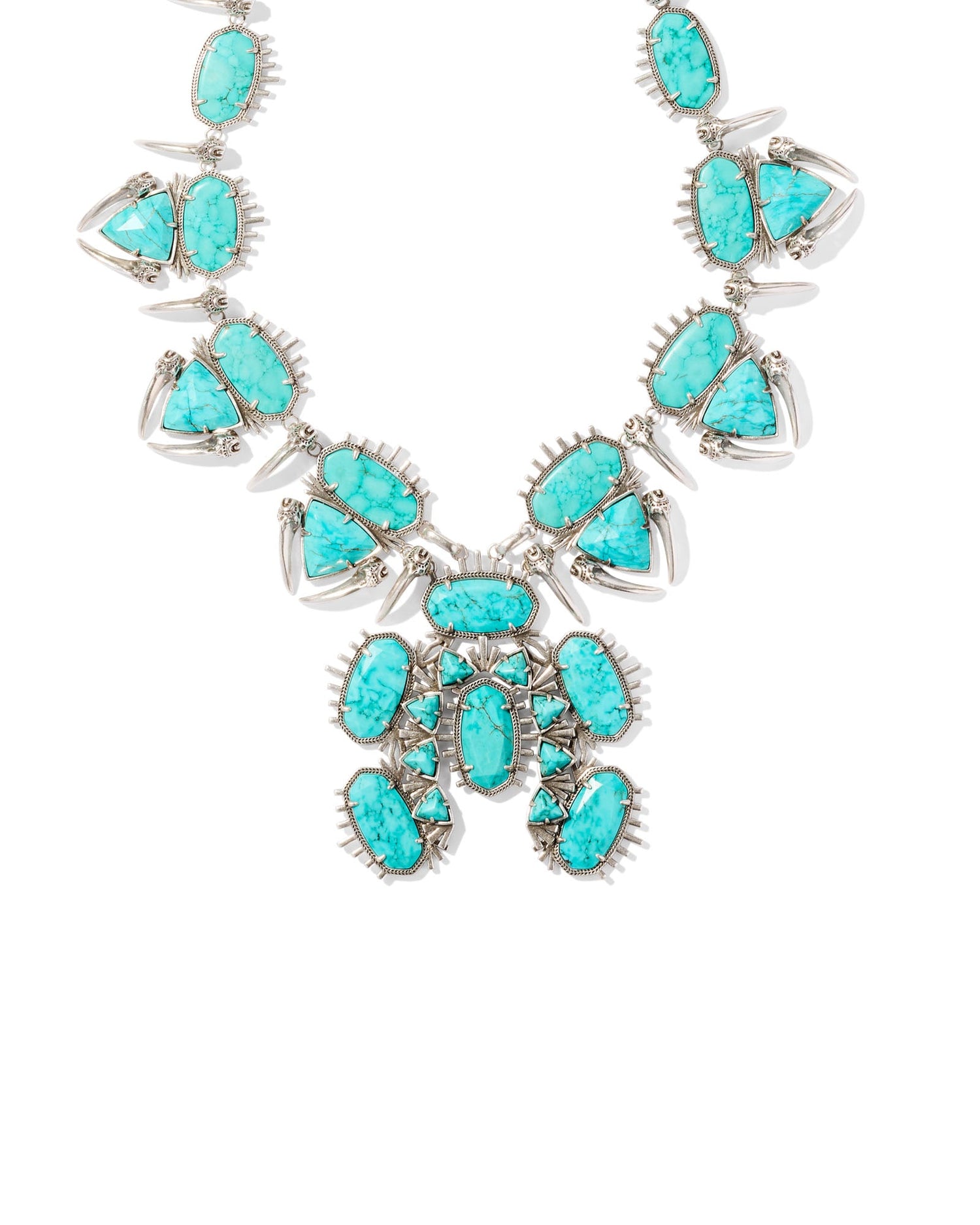 Odessa Vintage Silver Statement Necklace in Variegated Turquoise Magne