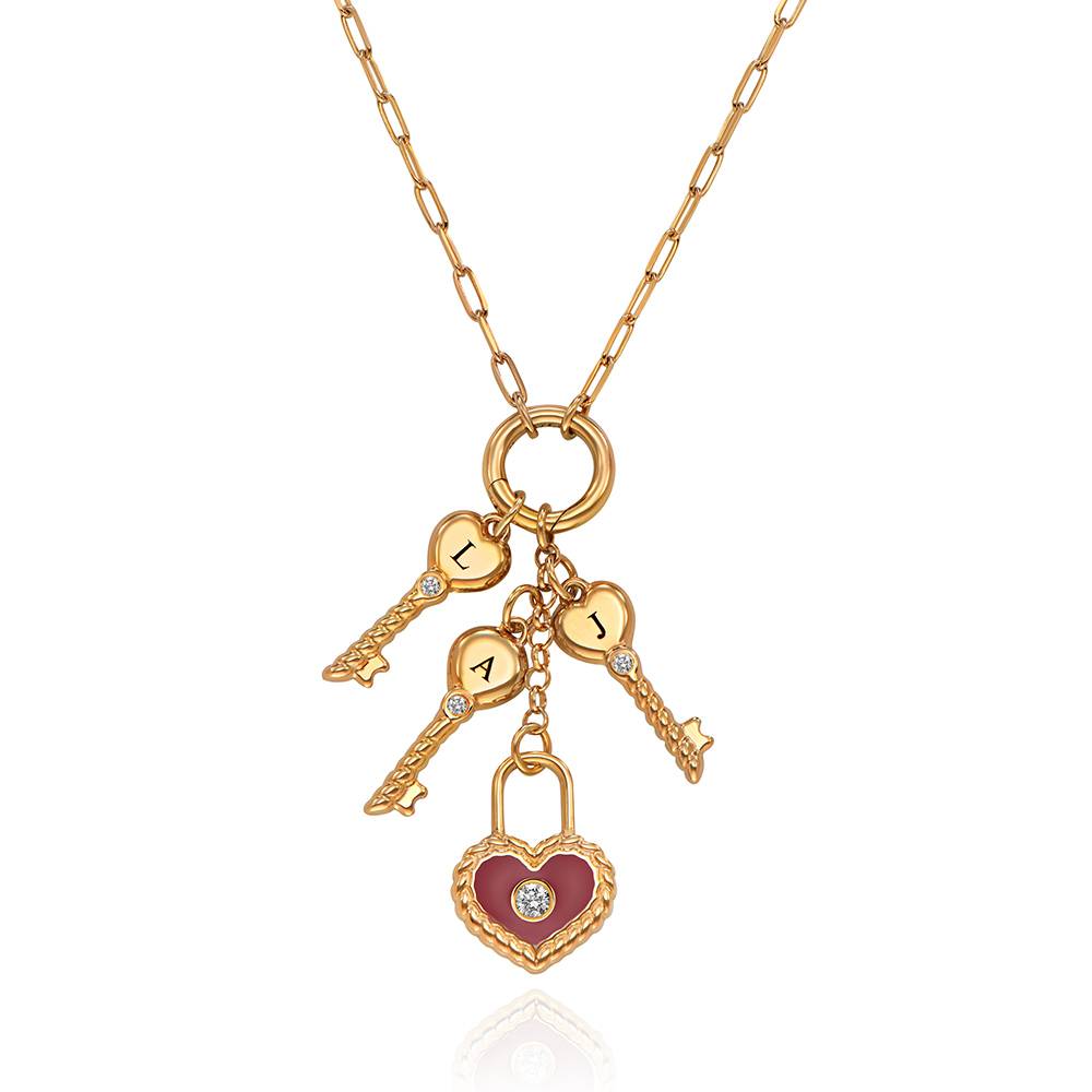 Key To My Heart Initial Diamond Necklace in Gold