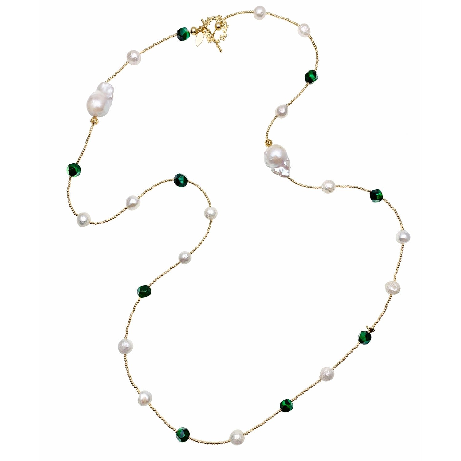 Malachite With Freshwater Pearl Multi-Way Long Necklace