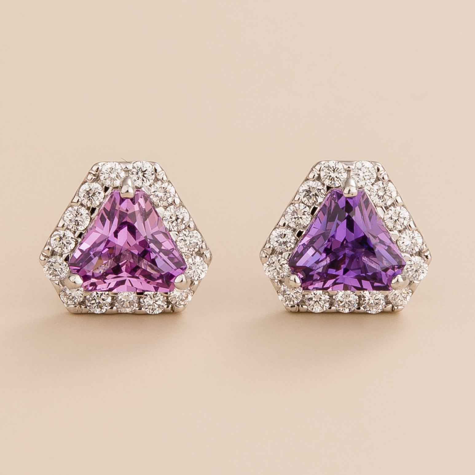 Diana White Gold Earrings Purple Sapphire & Diamond
