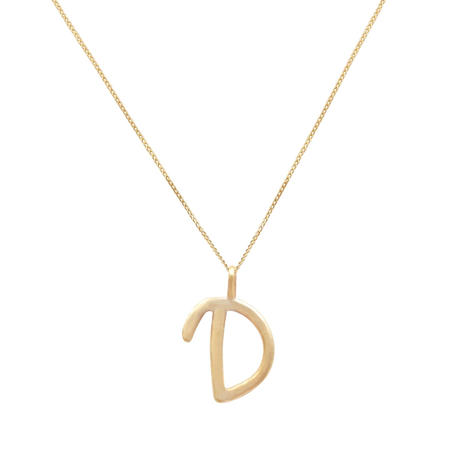 Solid Gold Letter D Pendant Necklace