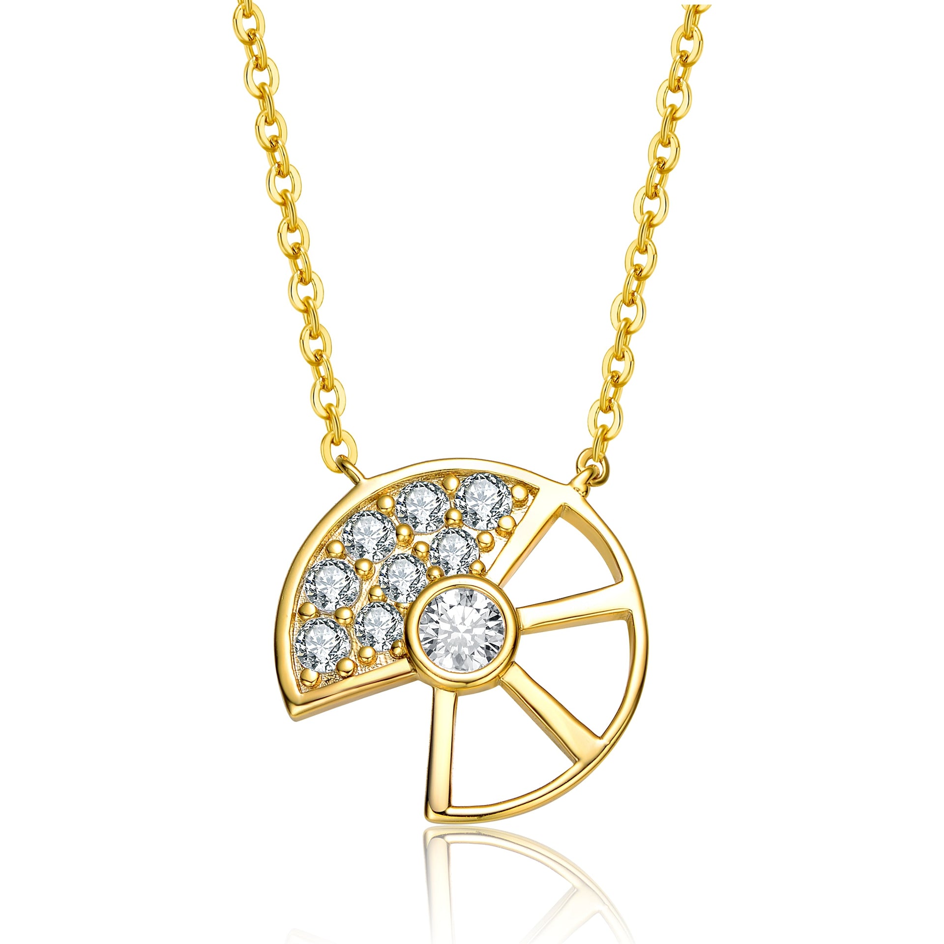 Sterling Silver Gold Plated Cubic Zirconia Charm Necklace