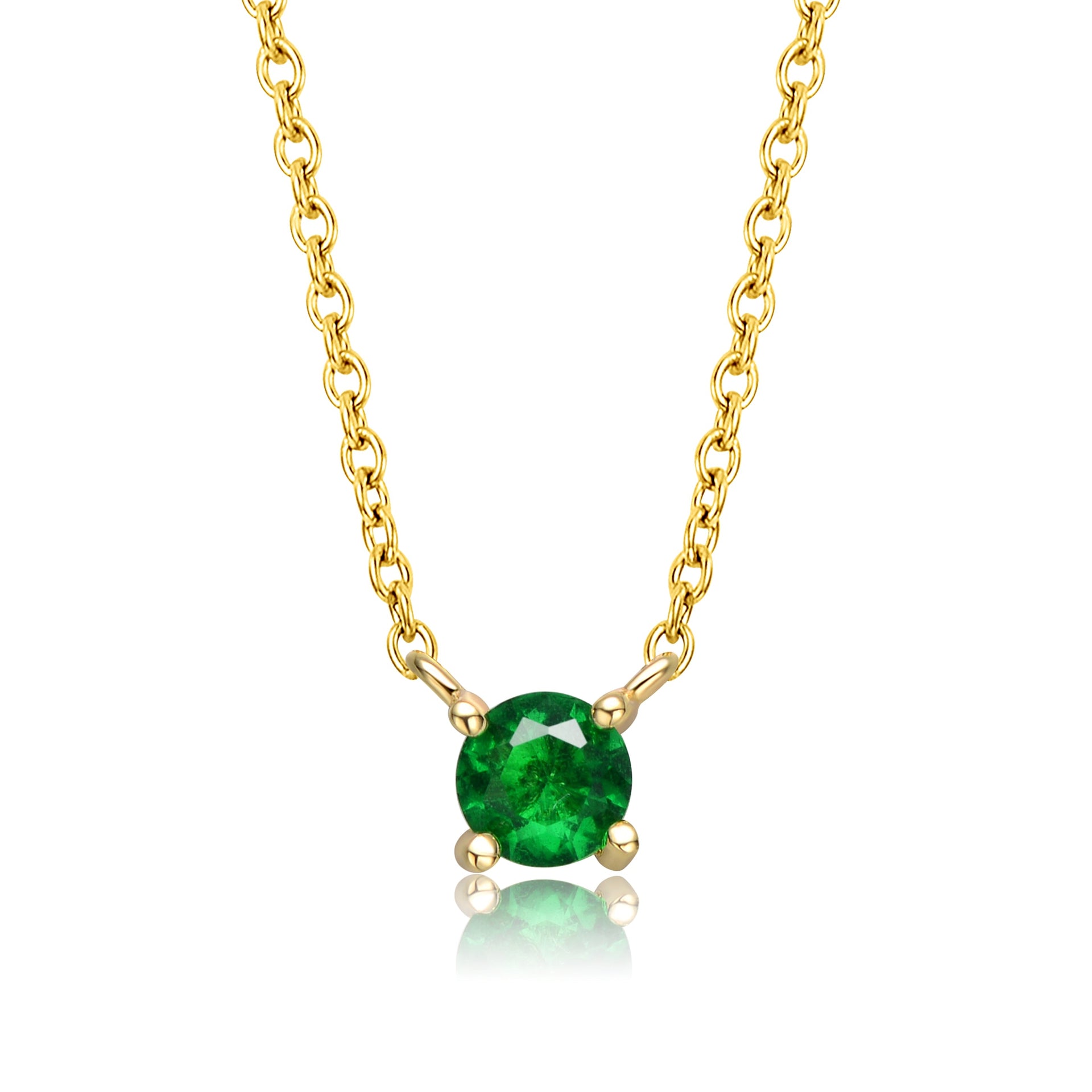Rachel Glauber Kids Gold Plated Overlay Green Cubic Zirconia Stud Necklace