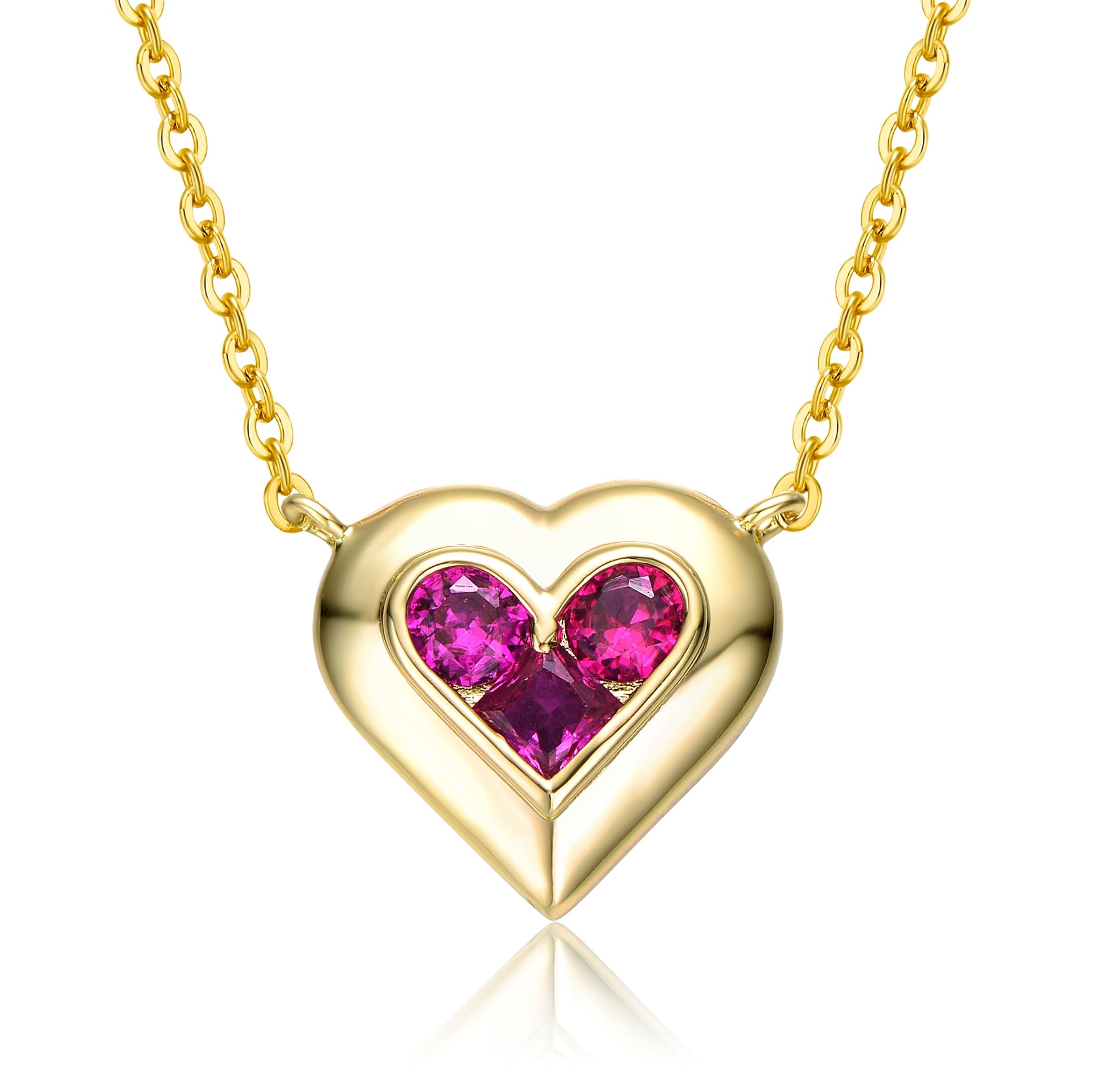 Rachel Glauber Kids Yellow Gold Plated With Amethyst Cubic Zirconia Cluster Petite Heart Halo Pendant Necklace