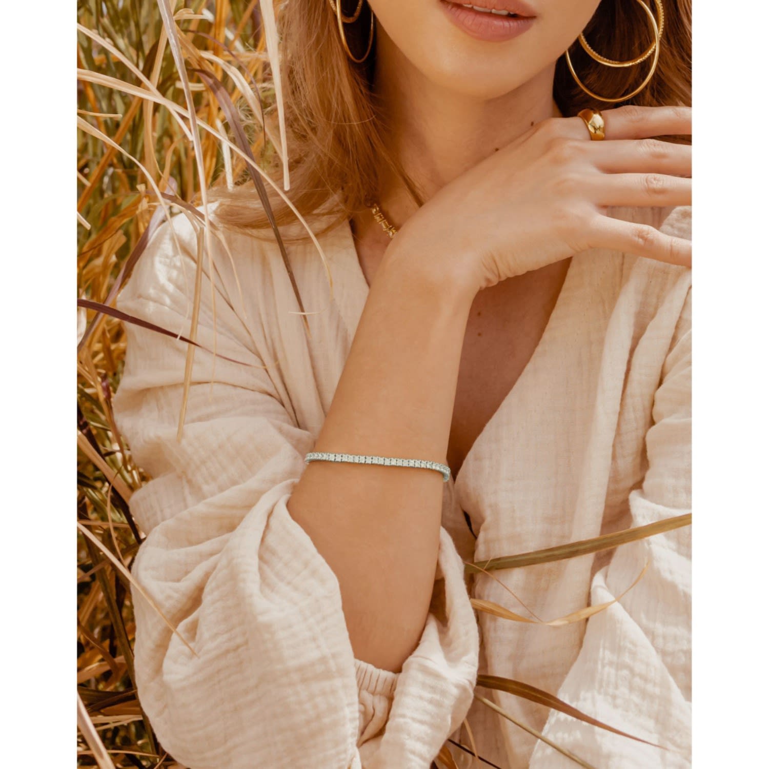 Kiera Tennis Chain Bracelet - Silver